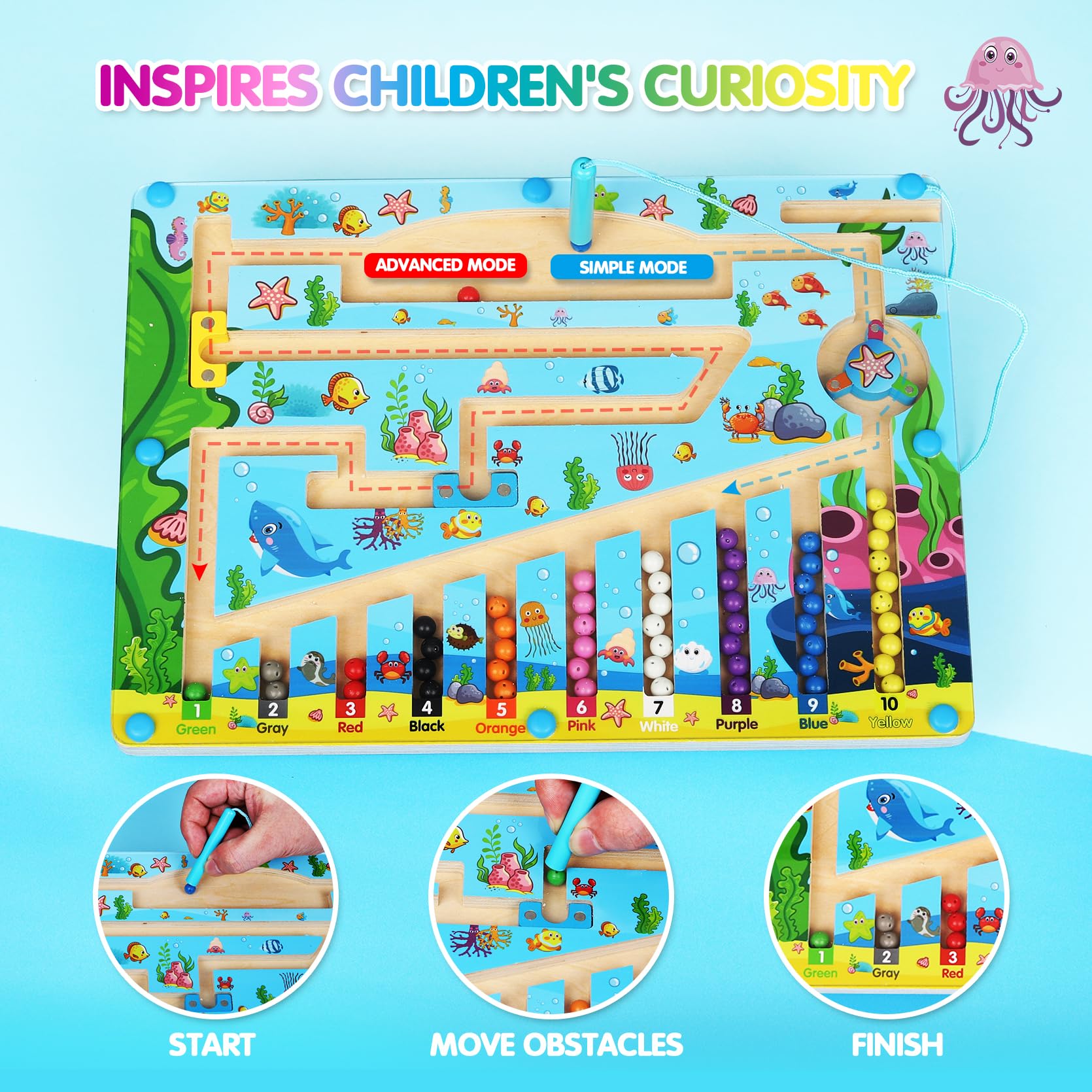 Montessori juguete para 3 4 5 6 años, Laberinto magnético para 3 5 años, Puzzle juego de habilidades motoras finas juguete 4 6 años, Pascua Navidad cumpleaños regalos para niños niños niñas 3-6 años