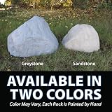 Airmax CrystalClear TrueRock Outdoor Faux Rock Cover, Artificial Landscape Boulder Enclosure, Fake Decorative Landscaping Fiberglass Protection Dome, Realistic Natural Texture, Sand Stone, Small Size