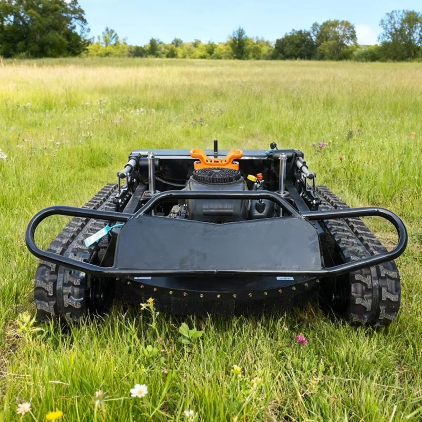 Cortacésped autopropulsado todo terreno para corte de césped resistente | Cortacésped todo terreno con orugas para granjas y campos con motor potente, ancho de corte amplio y larga vida útil
