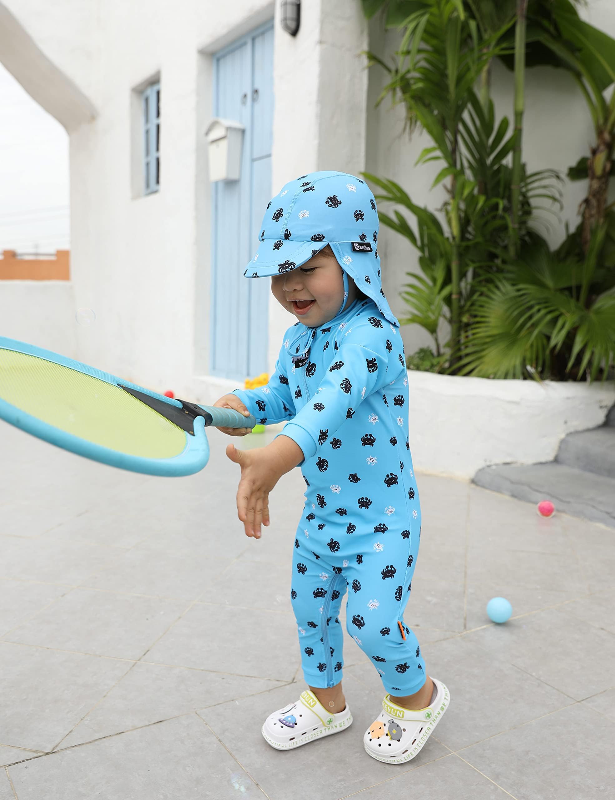 weVSwe Baby Toddler Sun Hat UPF 50+ Swim Cap Flap Neck Protection Adjustable Chin Straps UV Sun Protection Hats