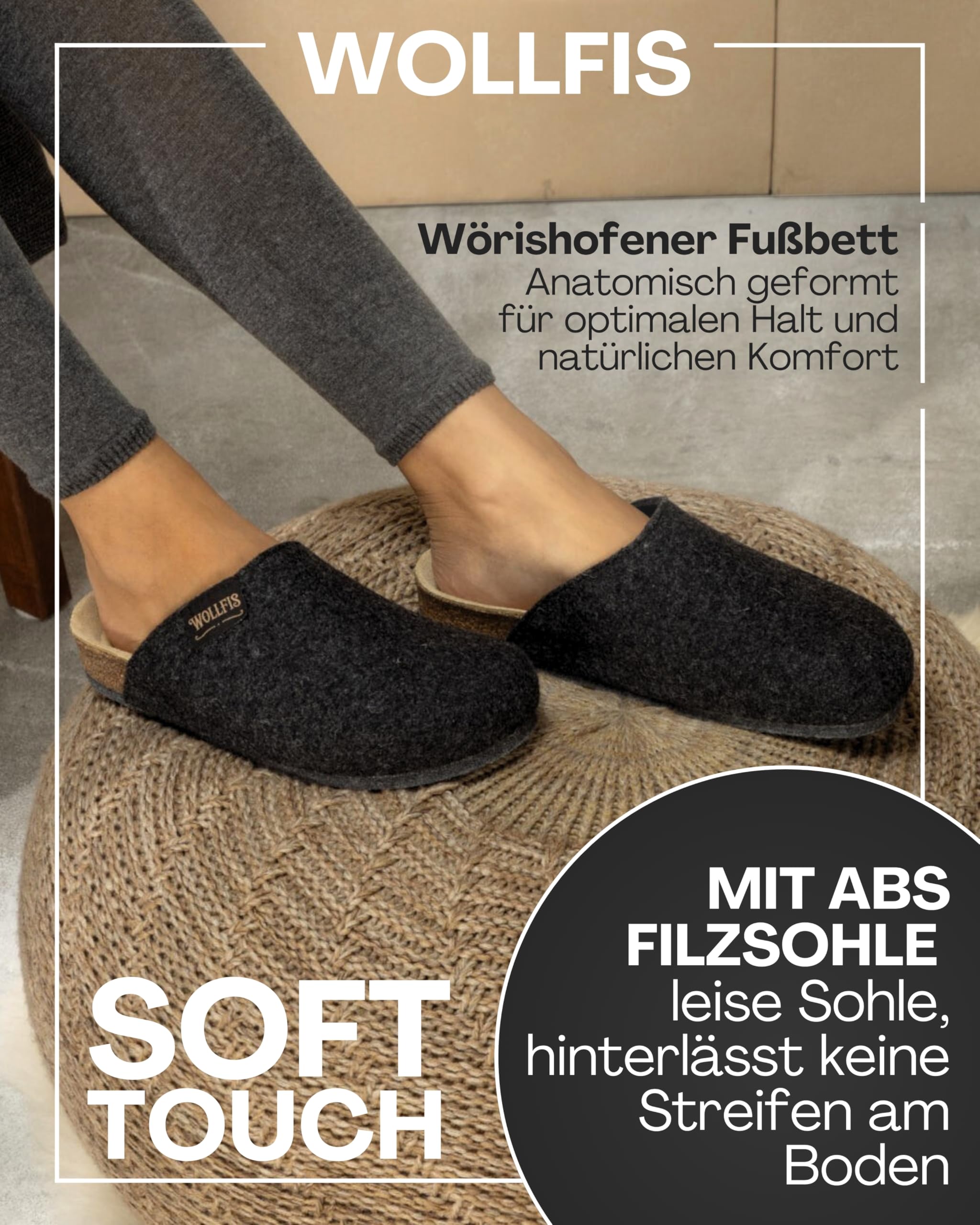 Bio Filzclogs I Elegante Filzpantoffeln aus hochwertigem Kork & Wollfilz I Warme Unisex-Hausschuhe mit ABS Sohle I ergonomisch, atmungsaktiv & rutschfest