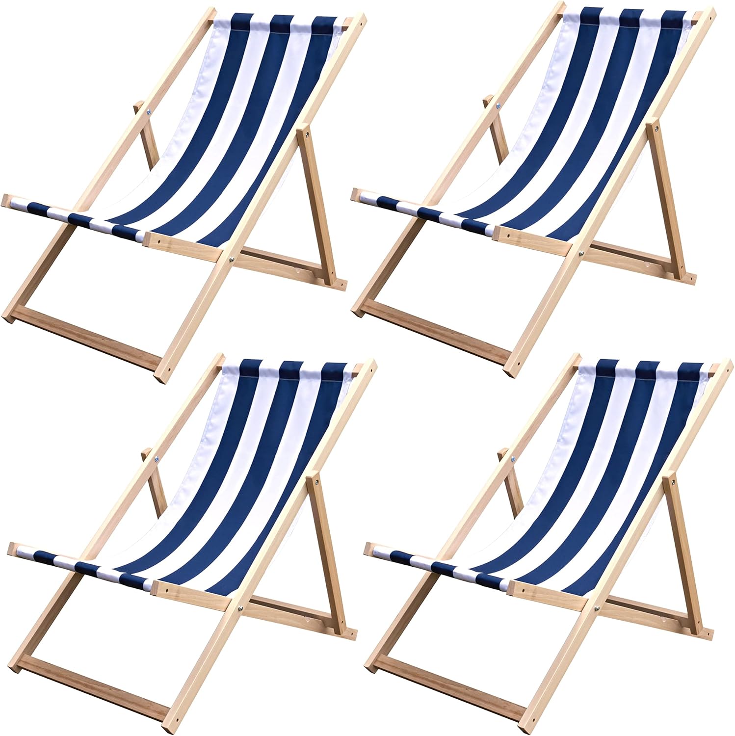 Folding Wood Deck Chairs Set of 4 Marine Style Folding Deck Chair
