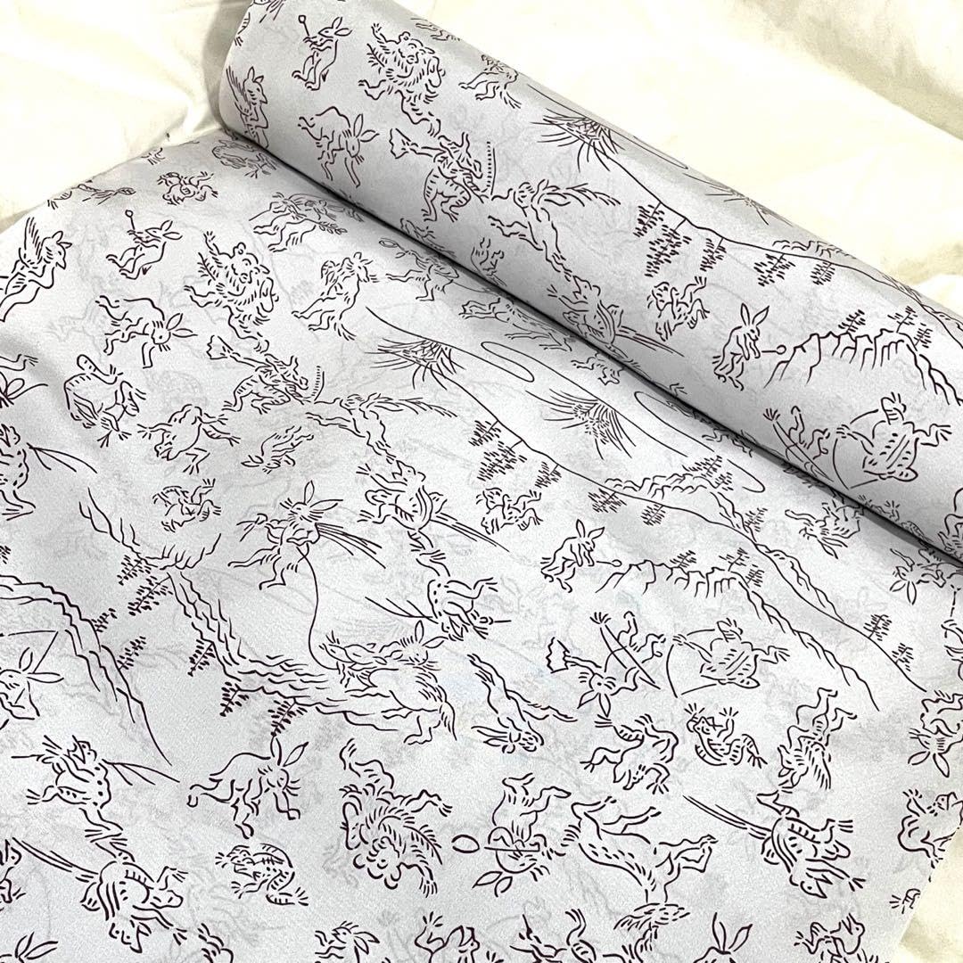 Amazon.co.jp: 鳥獣戯画 長襦袢 反物 正絹 管理.管理.反 : ファッション 