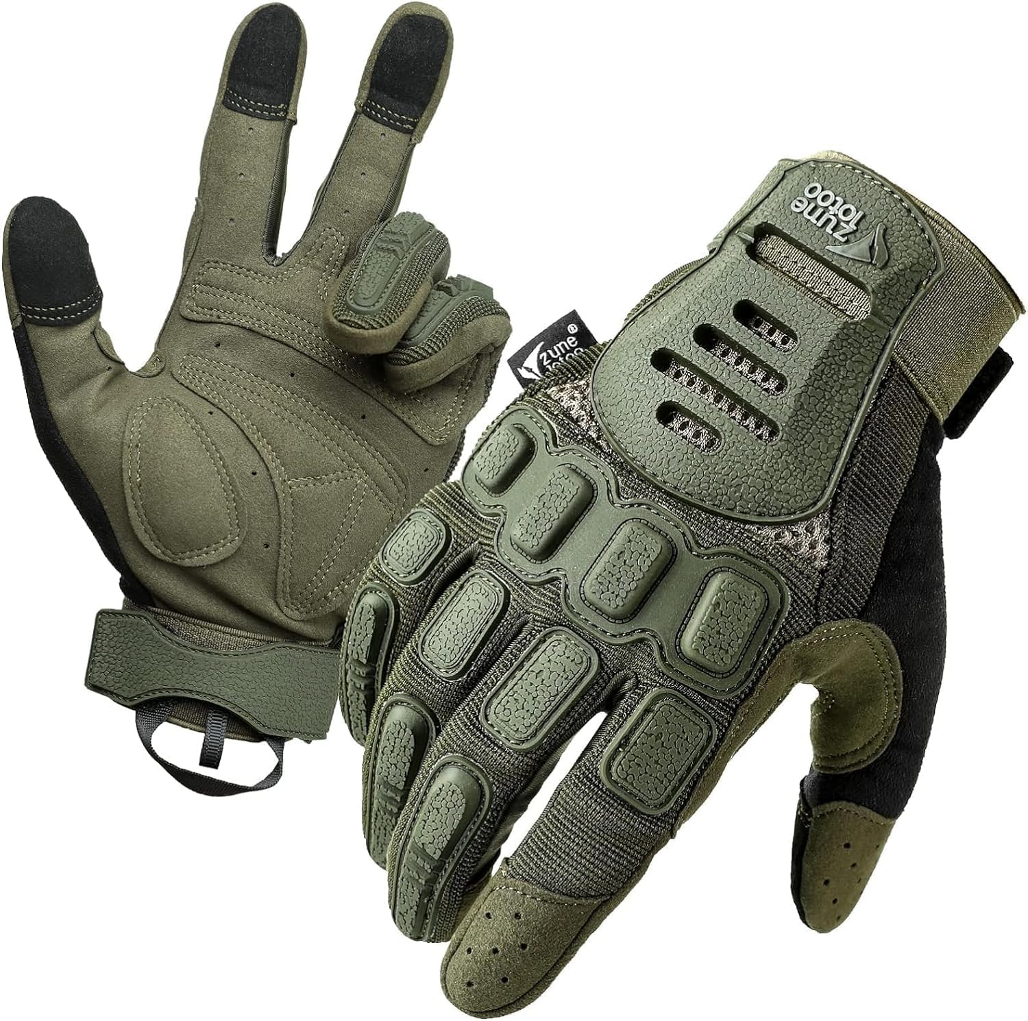 ZUNE LOTOO Touchscreen Tactical Gloves Men with TPR Finger Impact Protection Palm Padded for Motorcycle Airsoft Paintball Range