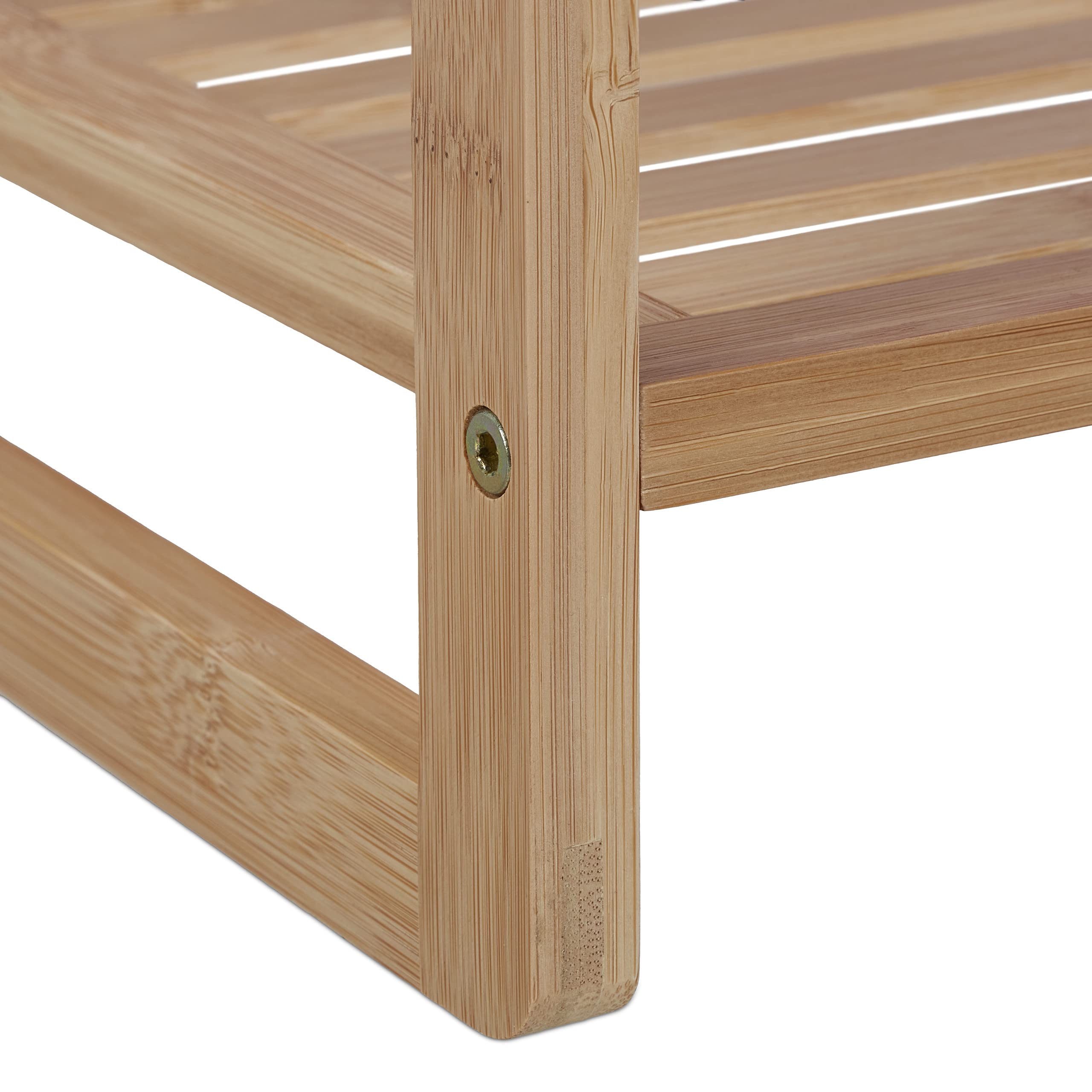 Relaxdays Estantería Bambú, 70 x 40 x 30 cm Aprox., Estante de Pie con 3 Baldas, Baño, Cocina, Salón, Autónoma, Natural