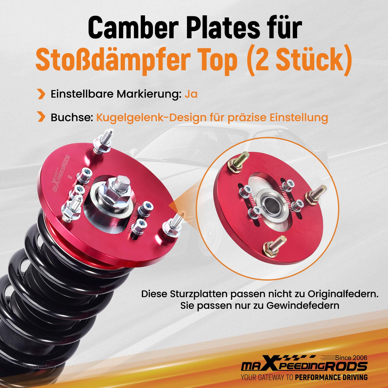 maXpeedingrods Piastre di camber caster Domlager Supporti superiori per BMW Serie 3 E36 325 91–98 rosso