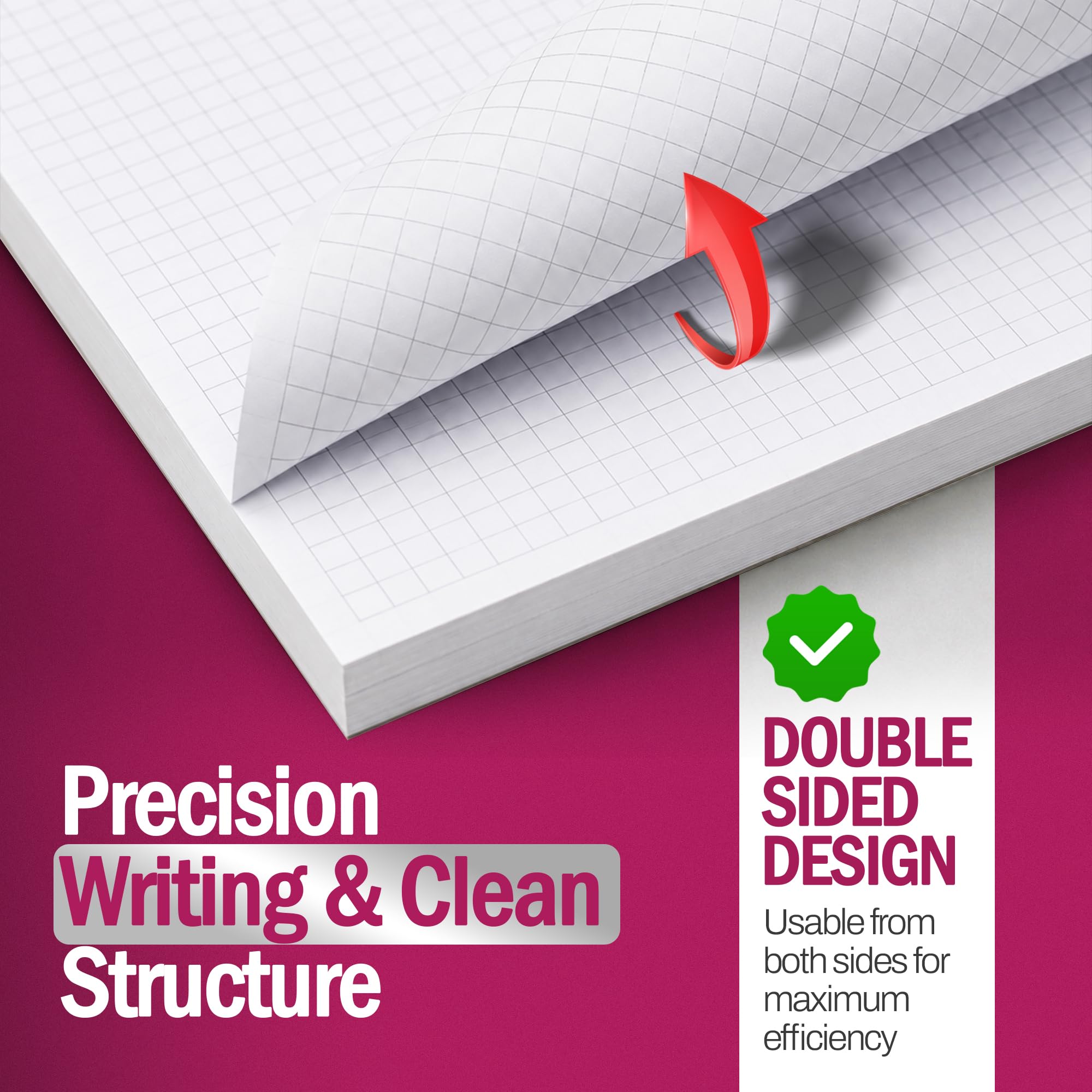 CADMUSPRO Ledger - Blocco di carta grafica, 43,2 x 28 cm, griglia quadrupla da 1/4", carta spessa 21 grammi, scala in pollici sulla parte superiore e sinistra, 50 fogli/blocco (200/confezione),