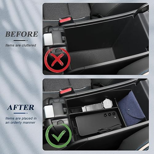 Miniatura 4 de BIBIBO Paquete de 3 organizadores de consola central para Ford Mustang 2024 + Ford Mustang GT caja de almacenamiento lateral para consola de basura,