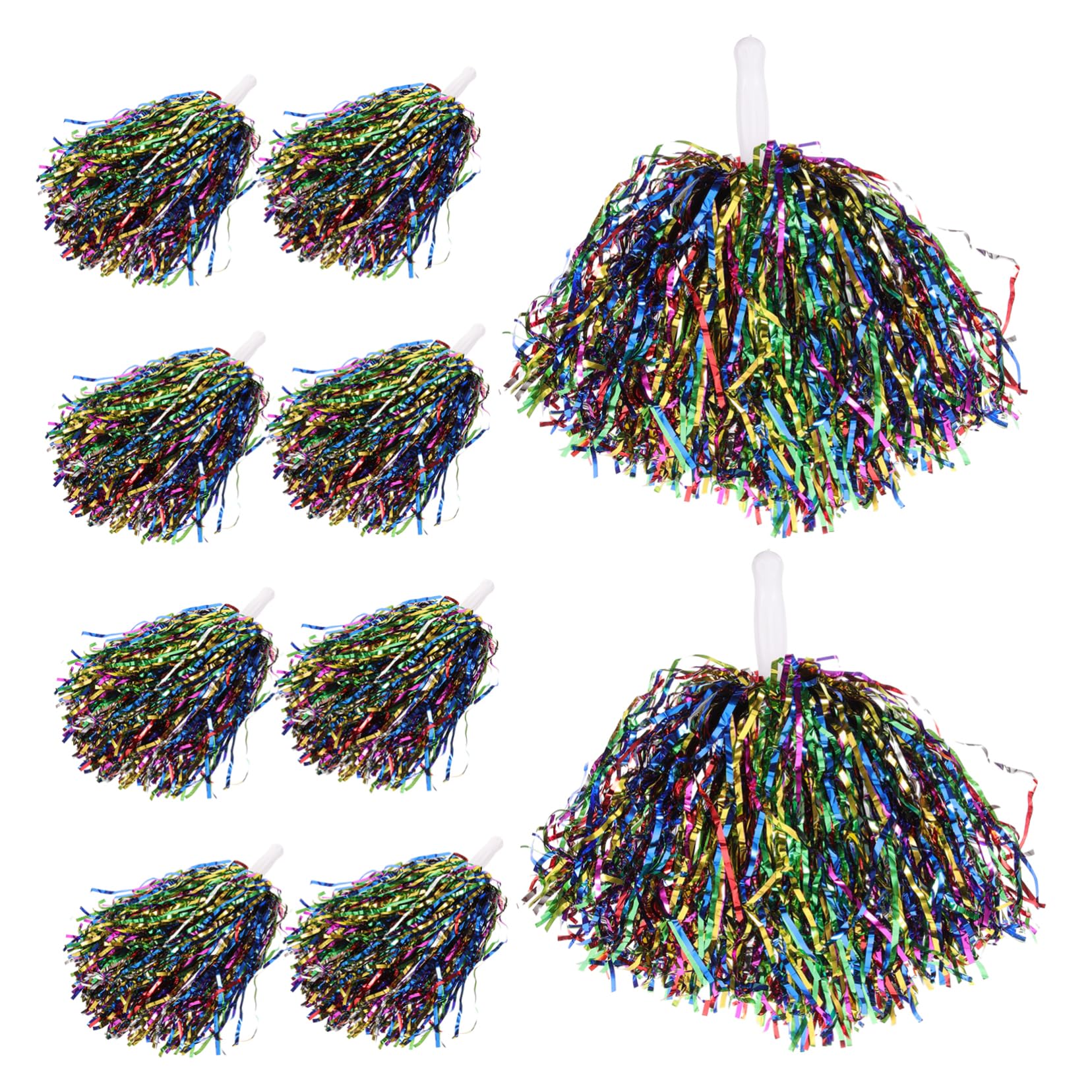 BESTonZON 2sets Delicate Cheerleading Pompoms with Handles Reusable Outdoor Cheerleader Props for Sports Events Dance Performances and Competitions Vibrant Colors for Maximum Spirit 10pcs*2