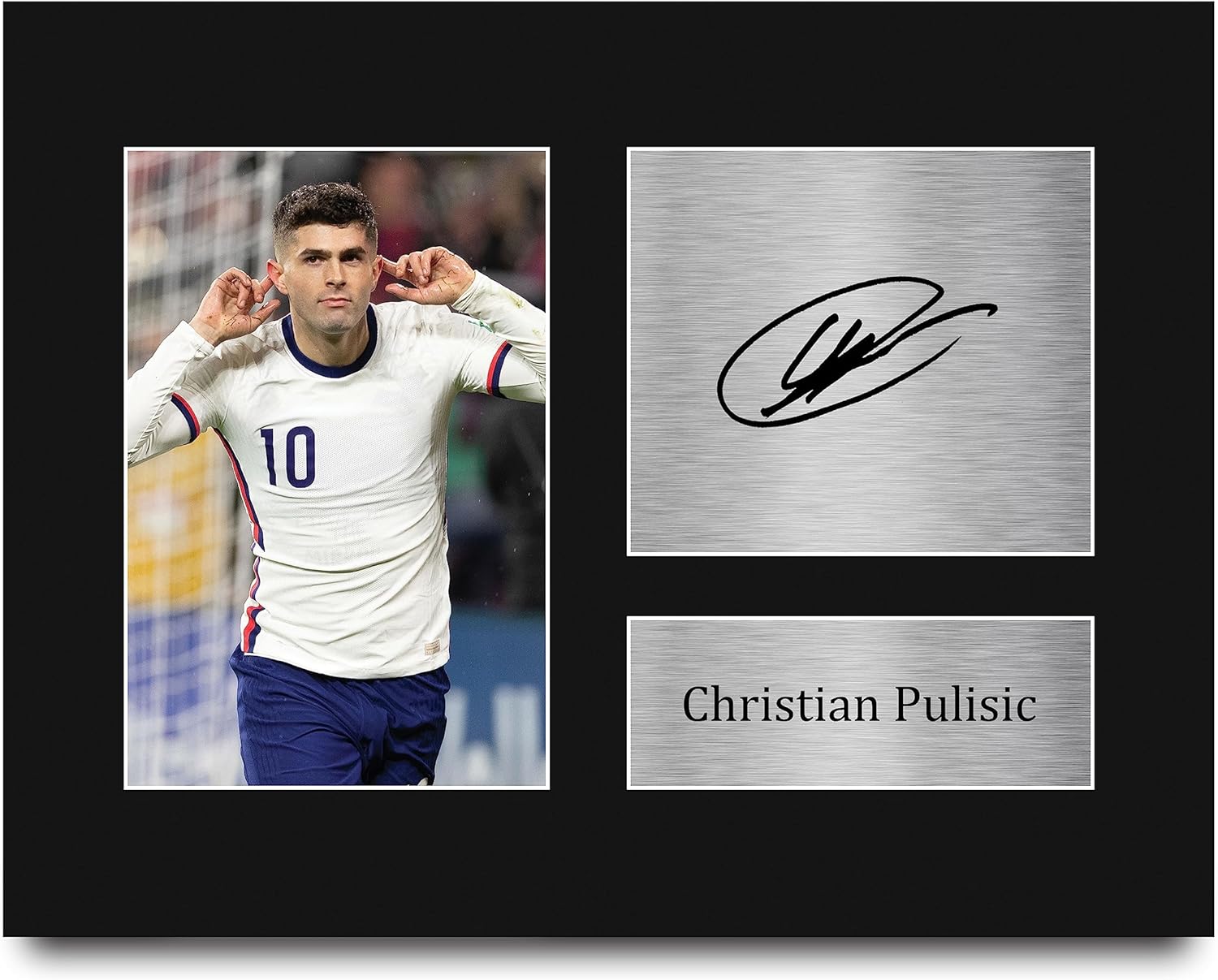 HWC Trading Christian Pulisic USA Framed Gifts Printed Signed Autograph Picture for Football Fans and Supporters - US Letter Size