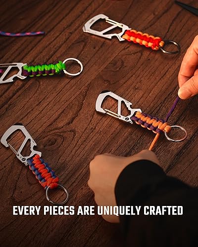 Miniatura 8 de KeyUnity KC00 Paracord Llavero Mosquetón, 550 Cordones de paracaídas Multiherramienta para exteriores, mochilas, hombres y mujeres