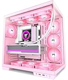 H1 HYXN ATX PC Case - Pre-Installed with 7 PWM ARGB Fans - Dual Cavity Mid-Tower PC Gaming Case - with Type-C - Can Hold up to 3X 360mm heatsinks simultaneously (Pink, H1)