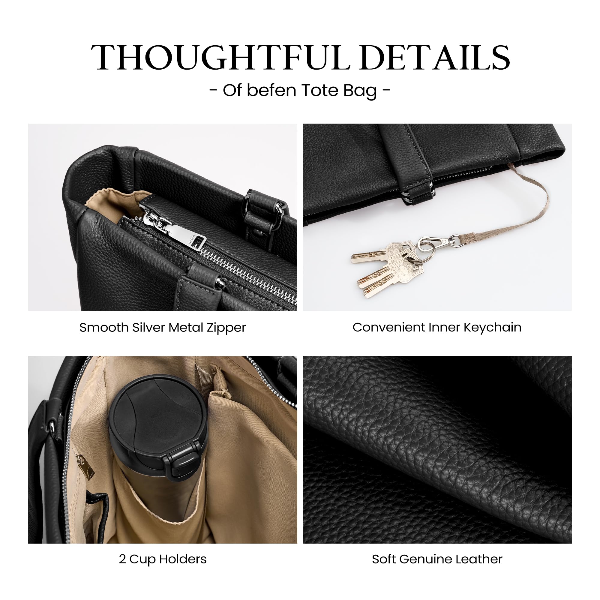 befen Laptop-Tragetasche aus echtem Leder für Damen, Schultertasche, Handtasche mit 38,1 cm (15 Zoll) Fach