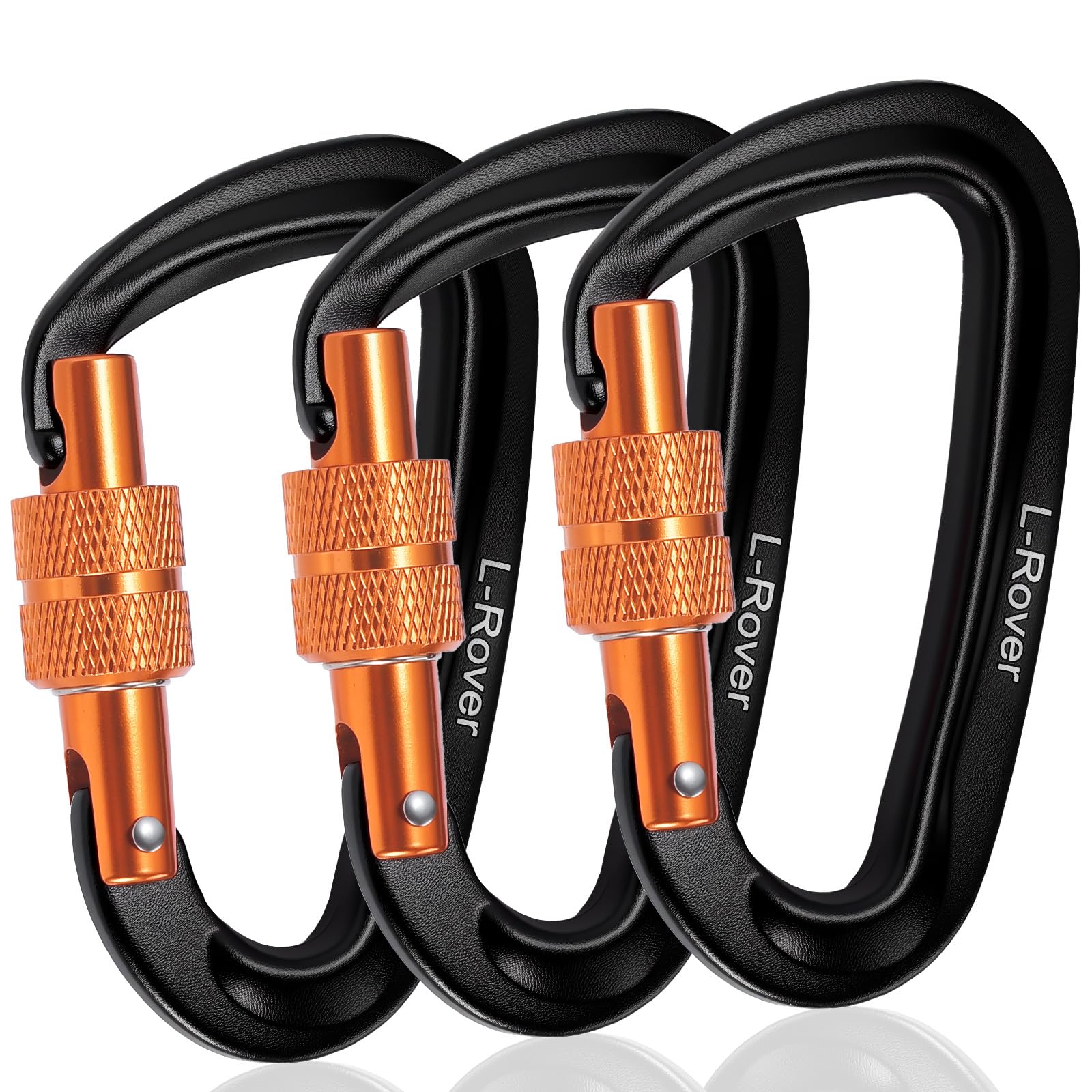 3 Heavy Duty Carabiner Clips 12kN (2697 lbs)-Lightweight Locking Carabiners for Securing Pets，Camping, Hiking, Hammock，Outdoor and Gym etc, Keychains& Utility