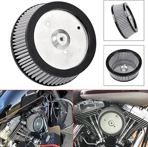 Miniatura 6 de Reemplazo de elemento limpiador de aire de ventosa gris para Harley Big Twin 1999-2017 Dyna Softail Road King FLHR