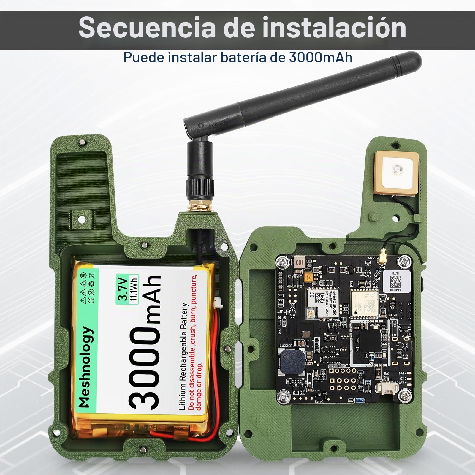 Wio Tracker L1 - Placa con batería de 3000 mAh y juego de funda - SX1262 nRF52840 Kit para Ar duino Mesh Tastic Lo Ra, Blue Tooth 5.0, GPS GNSS, OLED de 1.3 pulgadas, batería tipo C carga