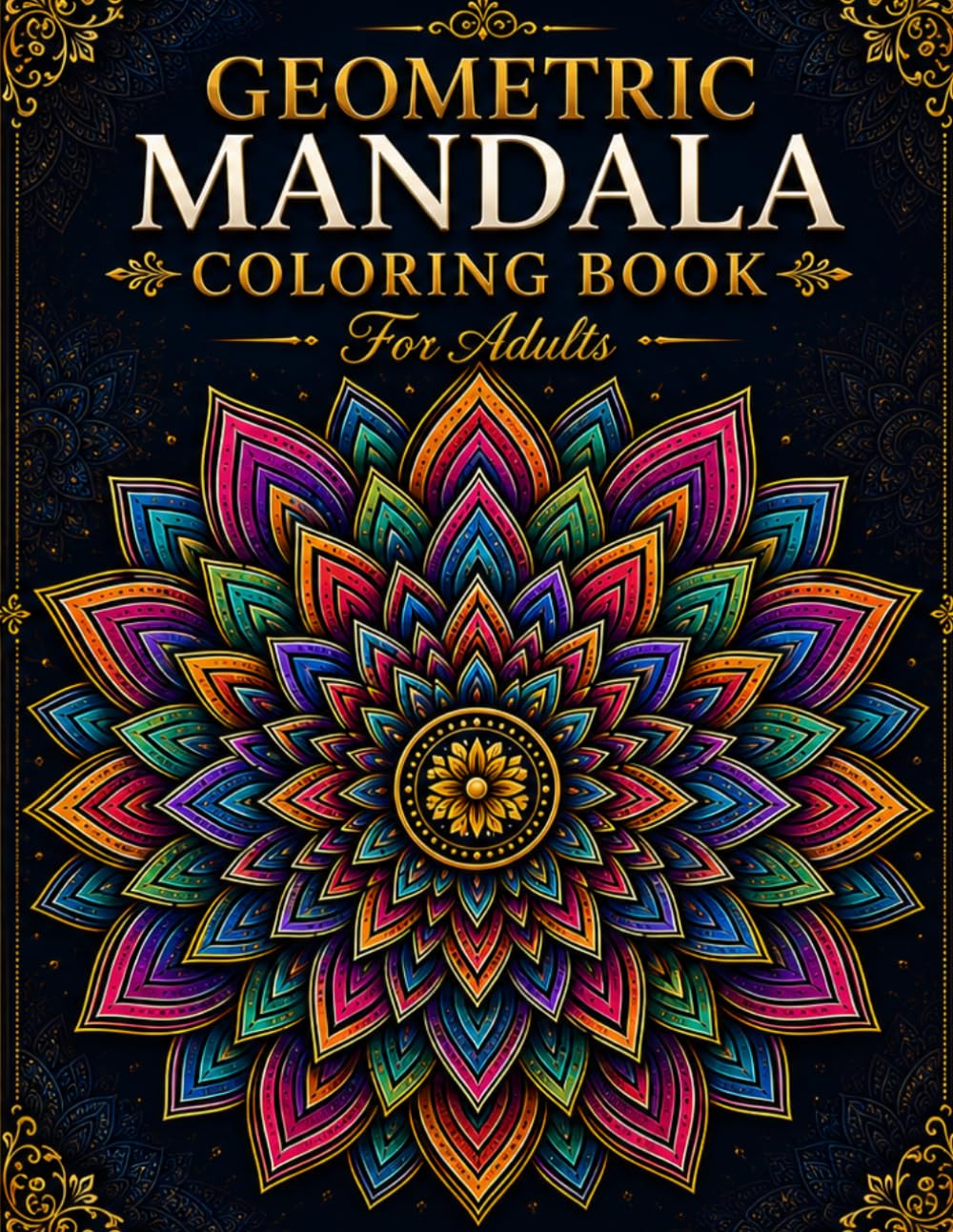 Geometric Mandala Coloring Book For Adults: Stress Relief Through Art and Creativity.