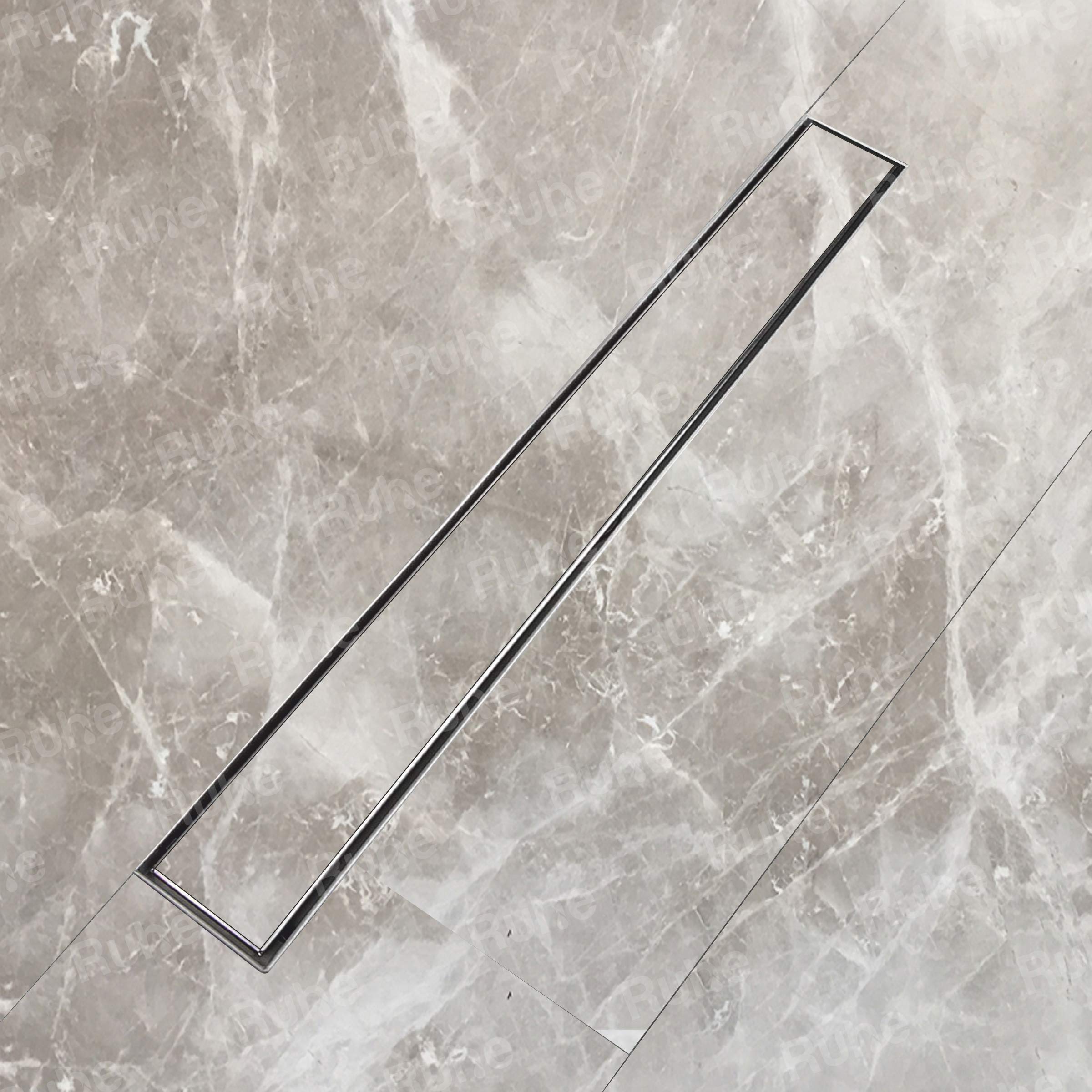 Ruhe® Marble Insert Shower Drain Channel | 40 x 5 Inches Waste Water Floor Drain for 21mm Marble | 304 Stainless Steel Invisible Shower Drain Channel | Drain Channel with Cockroach Trap and Side Hole