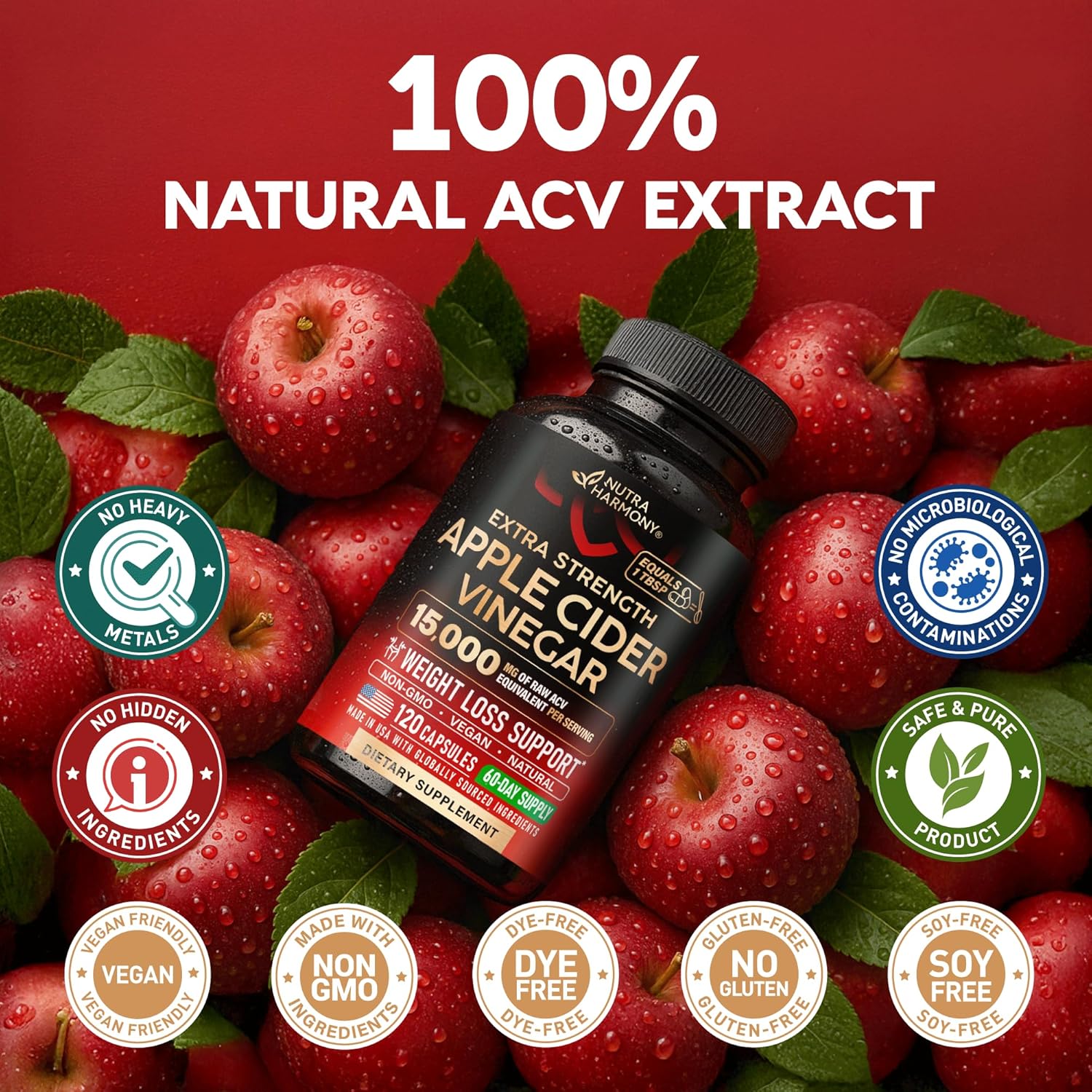 Apple Cider Vinegar Capsules - 15000 Mg Of Raw Apple Cider V...