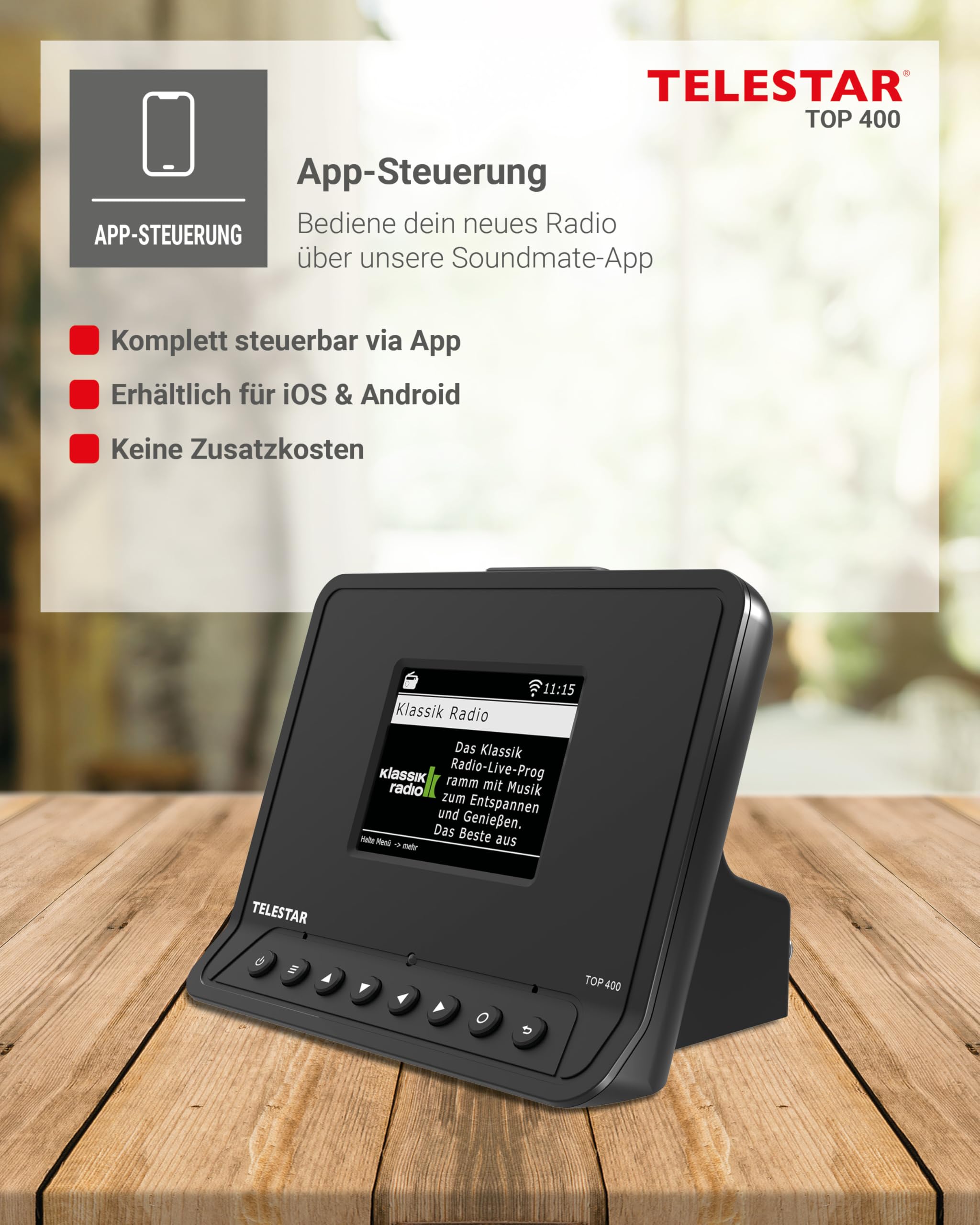 TELESTAR TOP 400 – HiFi-Adapter zur Aufrüstung von HiFi-Anlagen – Schwarz | Internetradio, DAB+, Streamingdienste, Bluetooth Audio-Streaming & Sendefunktion, USB-Aufnahme, Hotelmodus, Nachtmodus