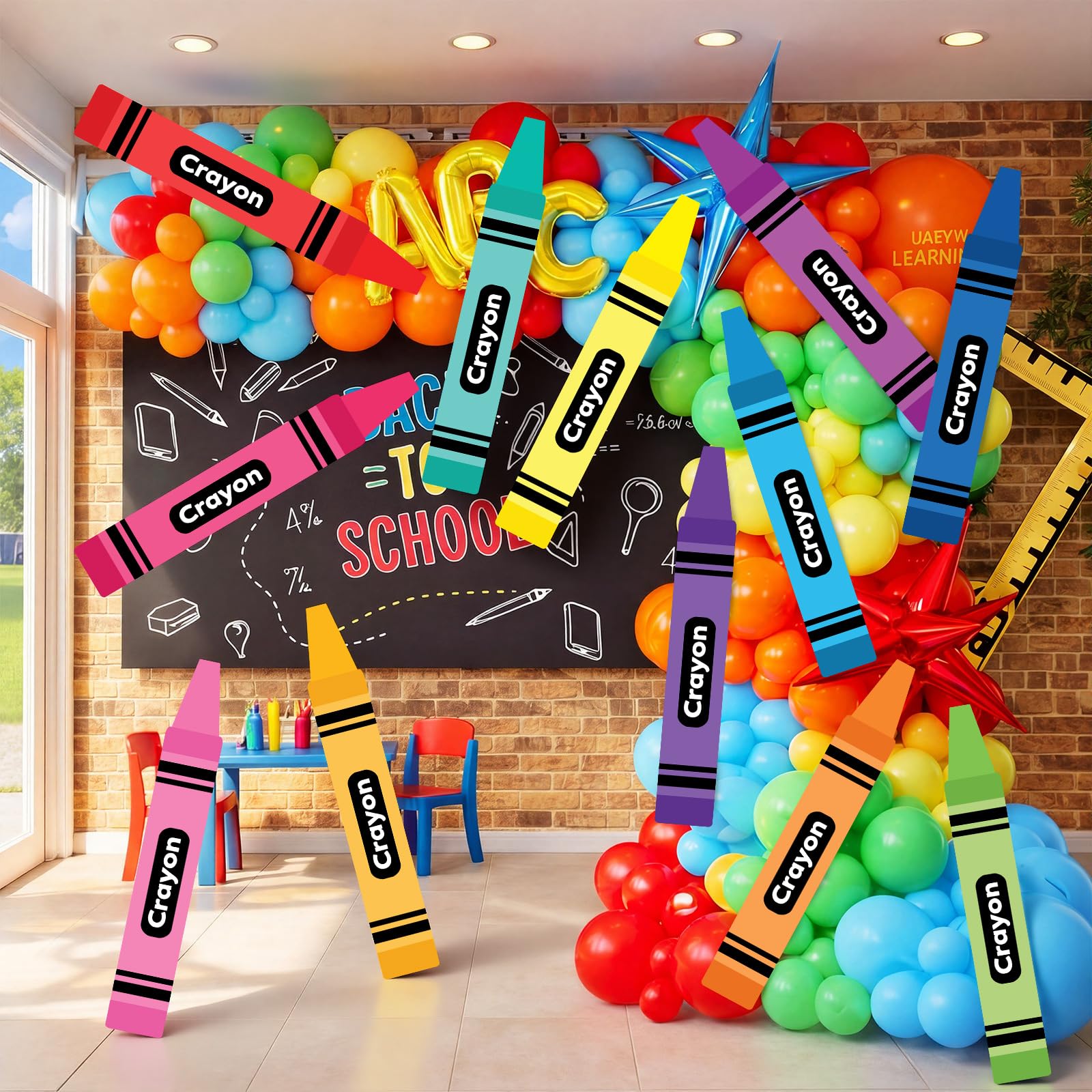 Décoration tableau d'affichage école avec ces 12 grands crayons 84cm