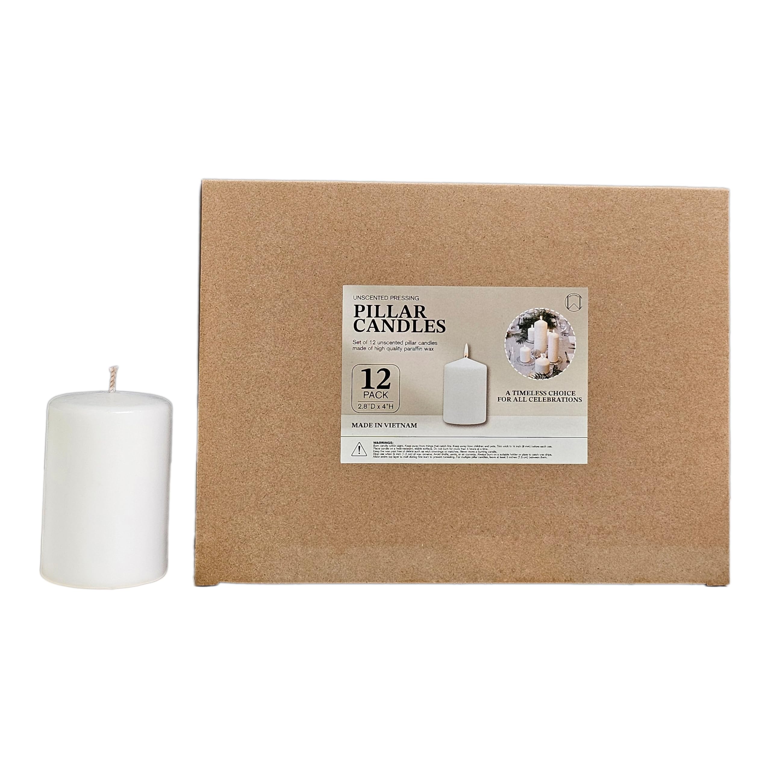 CW Studio Candele a colonna pressanti non profumate, bruciano a lungo, senza fumo e antigoccia, cera di alta qualità con stoppino in cotone, perfette per matrimoni, eventi, casa e decorazioni rustiche