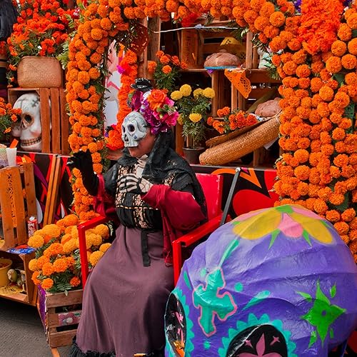 Miniatura 7 de 20 guirnaldas de caléndula para decoración de 4 pies, guirnalda de flores de caléndula mexicana, guirnaldas artificiales largas indias para Pooja,