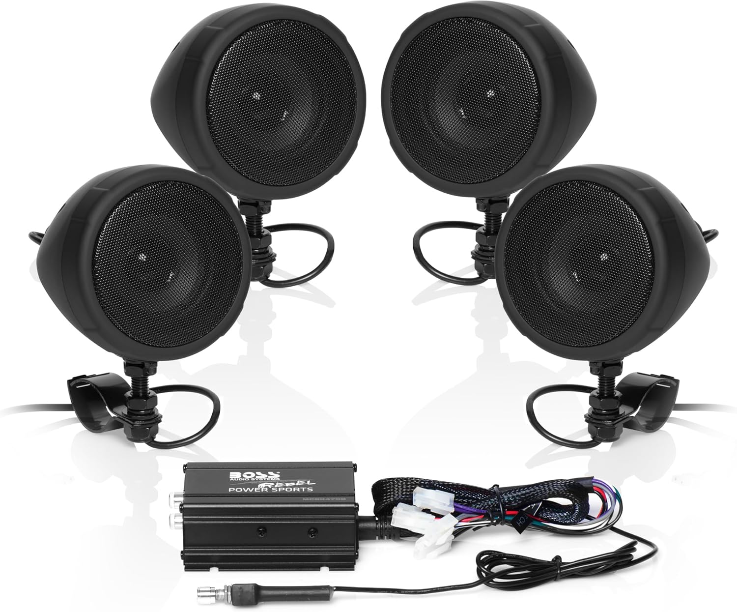 BOSS Audio Systems MCBK470B Motorcycle Bluetooth Speaker System - Class D Compact Amplifier