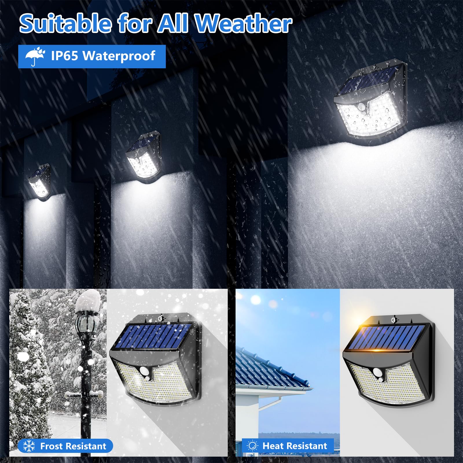 Luce Solare Led Esterno, 3 Modos IP65 Impermeabile Faretto LED da Esterno con Sensore di Movimento, Lampada Solare da Esterno per Giardino, Parete, Garage (8 Pezzi Bianco Freddo)