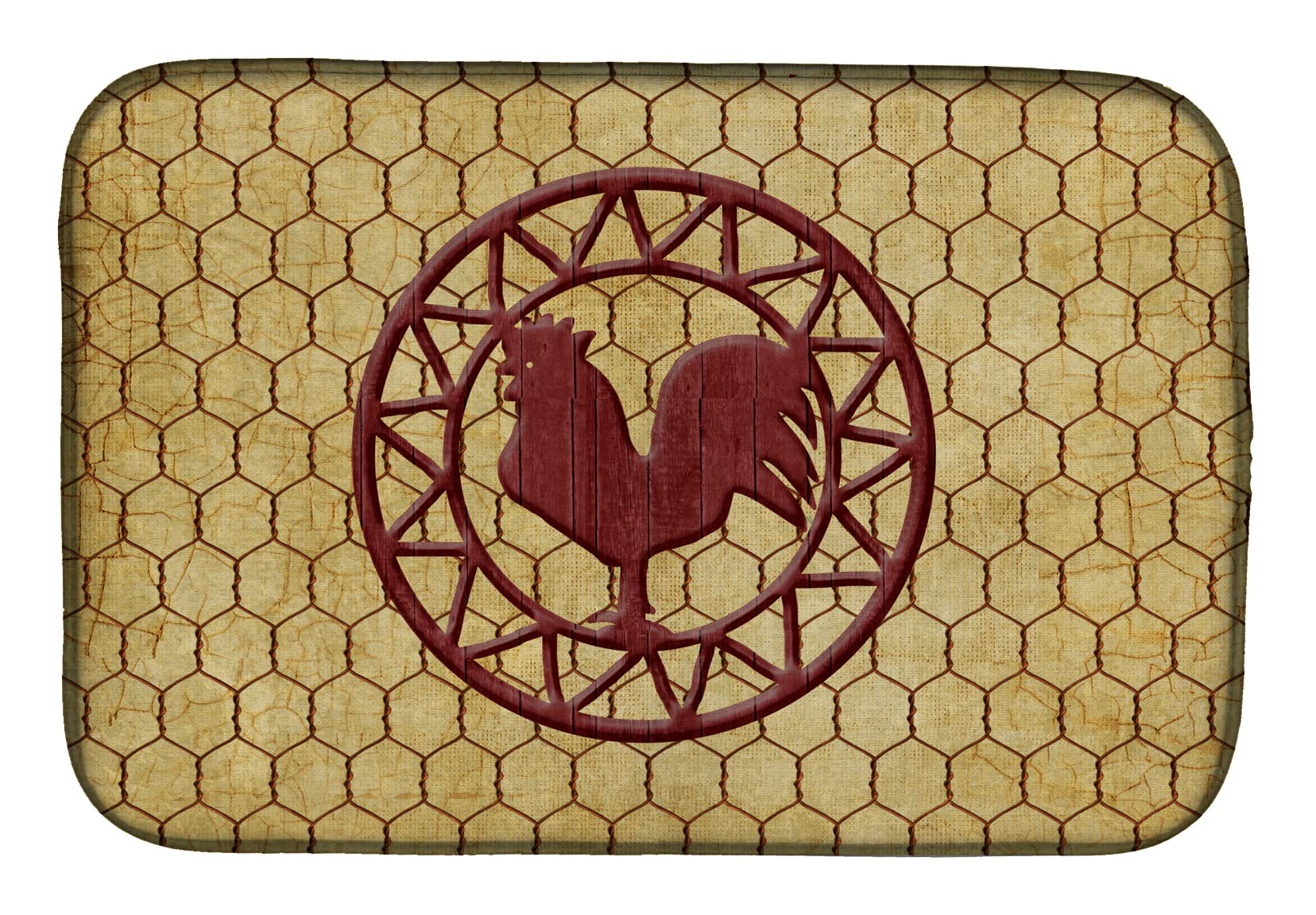 Caroline's Treasures SB3085DDM Rooster Chicken Coop Dish Drying Mat Absorbent Dish Drying Mat Pad for Kitchen Counter Dish Drainer Mat for Countertop, 14 x 21