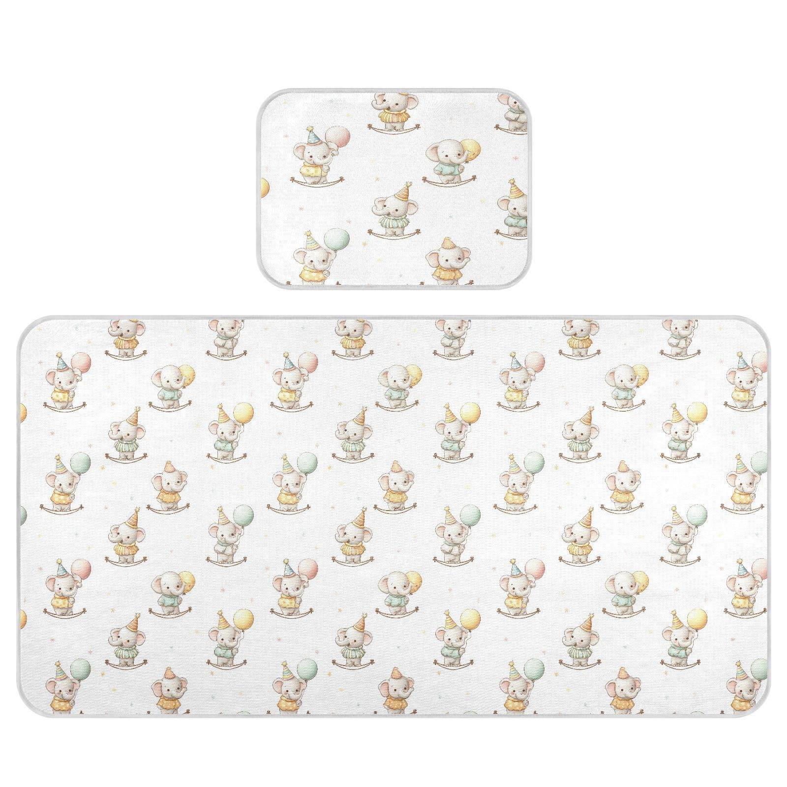 Bolaz Summer Sleeping Bed Pad, Cute Funny Elephant Cooling Mattress Set Breathable Bed Mat Ice Silk Mat + Pillow Cover for Toddler Boys Girls