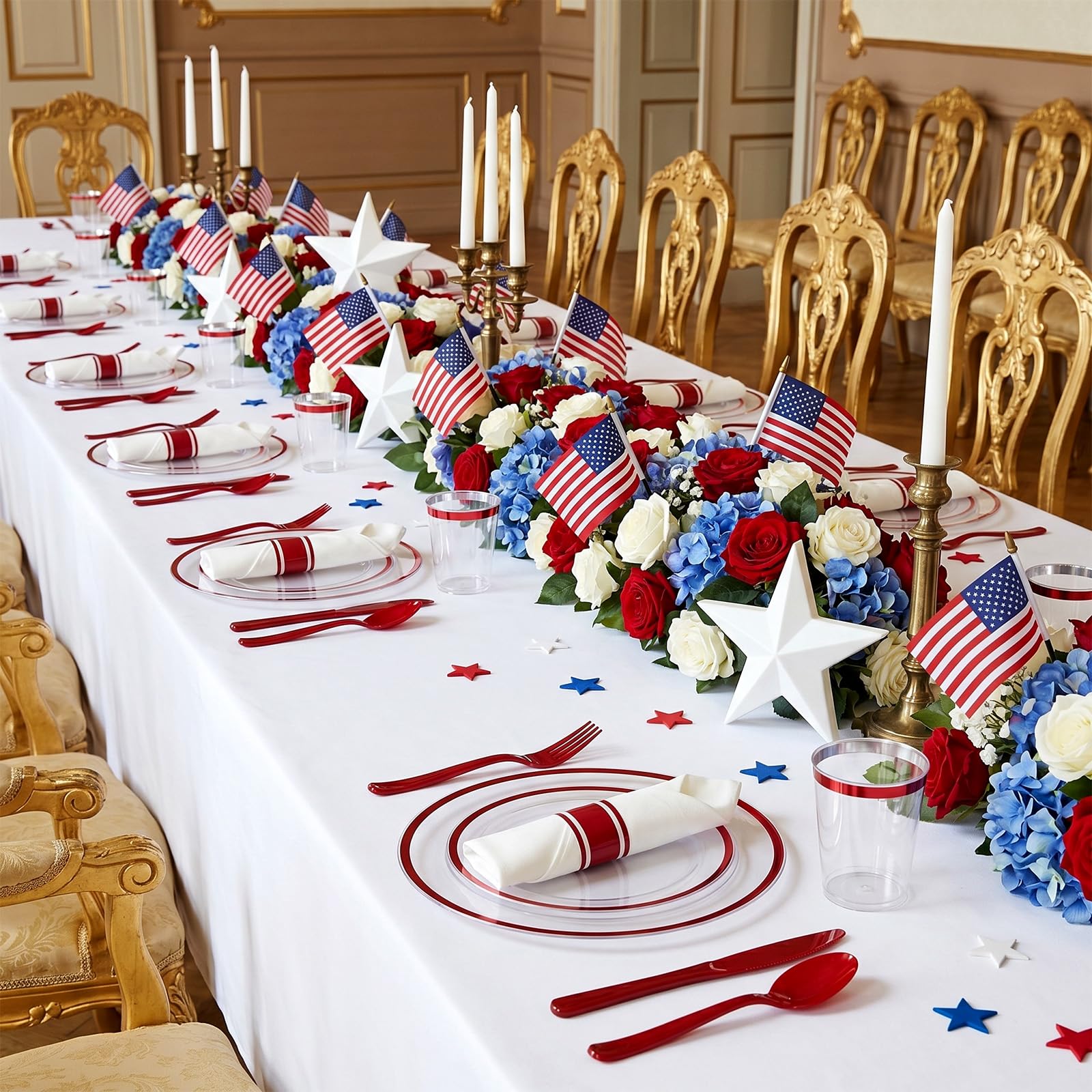 350 Clear Red Plastic Plates - 50 Guest Dinnerware -4 350 Clear Red Plastic Plates - 50 Guest Dinnerware -4