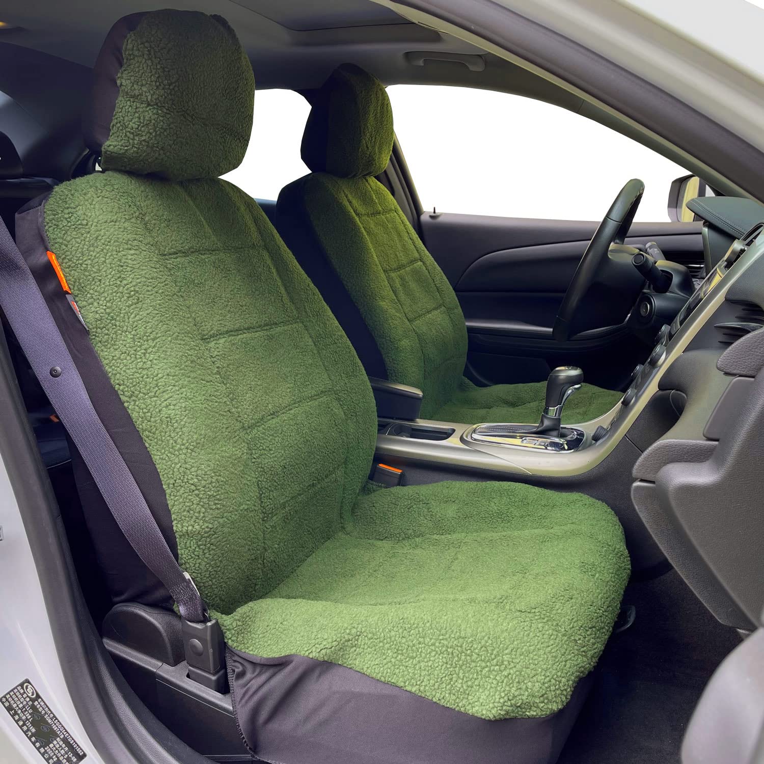 Faux Schaffell Sitzbezüge Mitternachtsgrün Front Set für Pkw LKW SUV, Furry Fuzzy Fluffy Sitzbezug Universalgröße Fit Auto Zubehör Airbag kompatibel