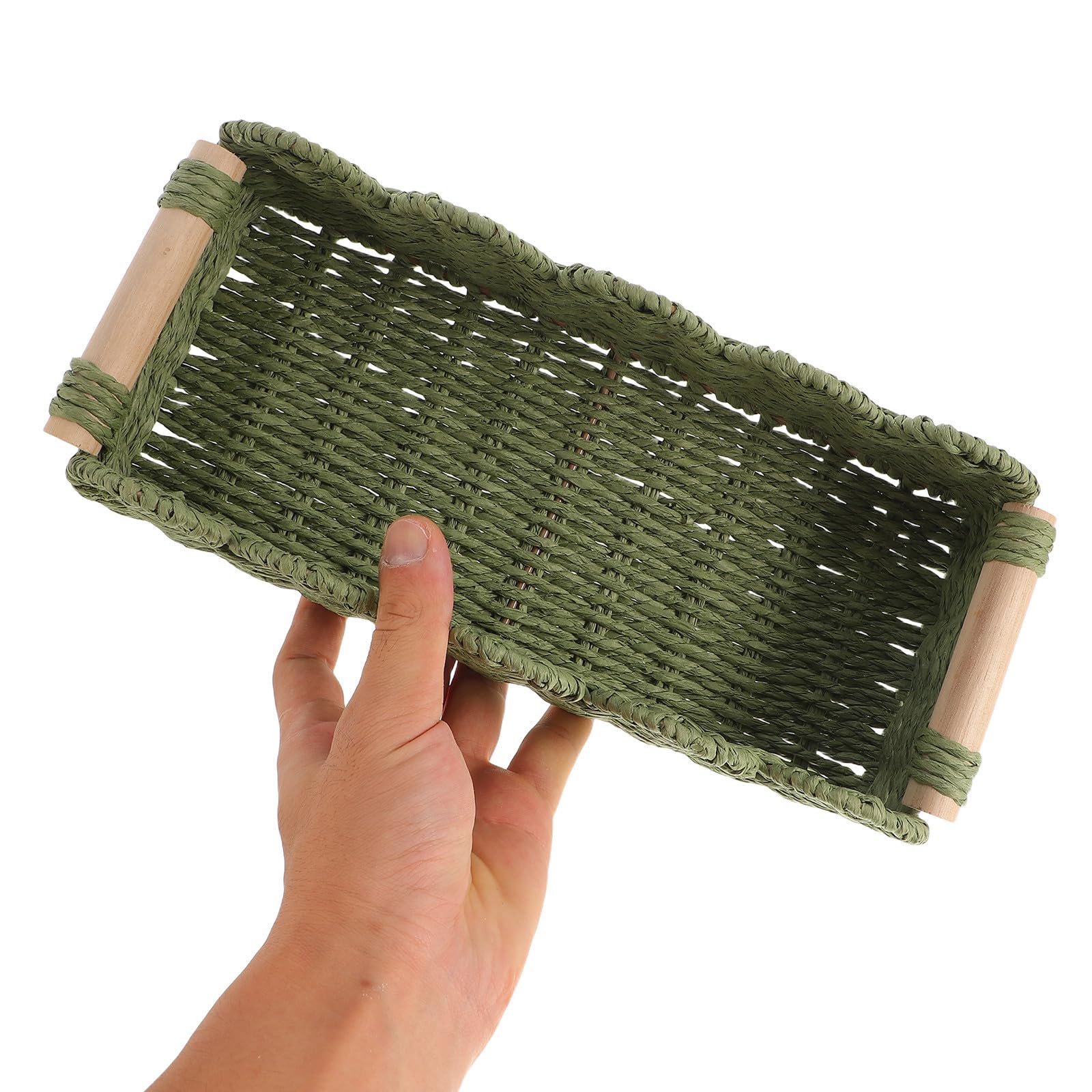 YARNOW Cesta de Almacenamiento Tejida a Mano Estilo Boho con Borde