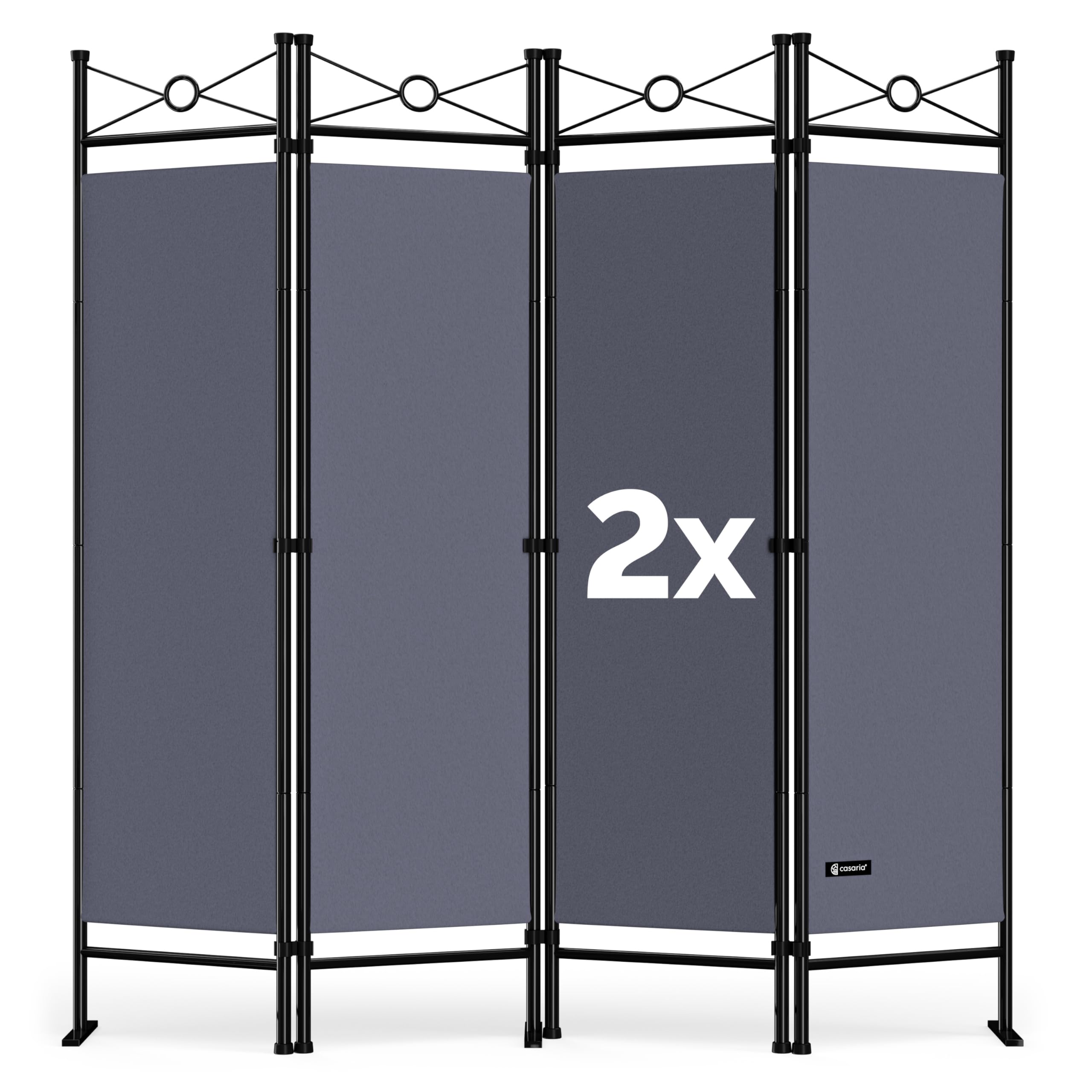 Deuba Set de 2 paravents »Lucca« 180x163 cm parois de séparation Brise-Vue Gris