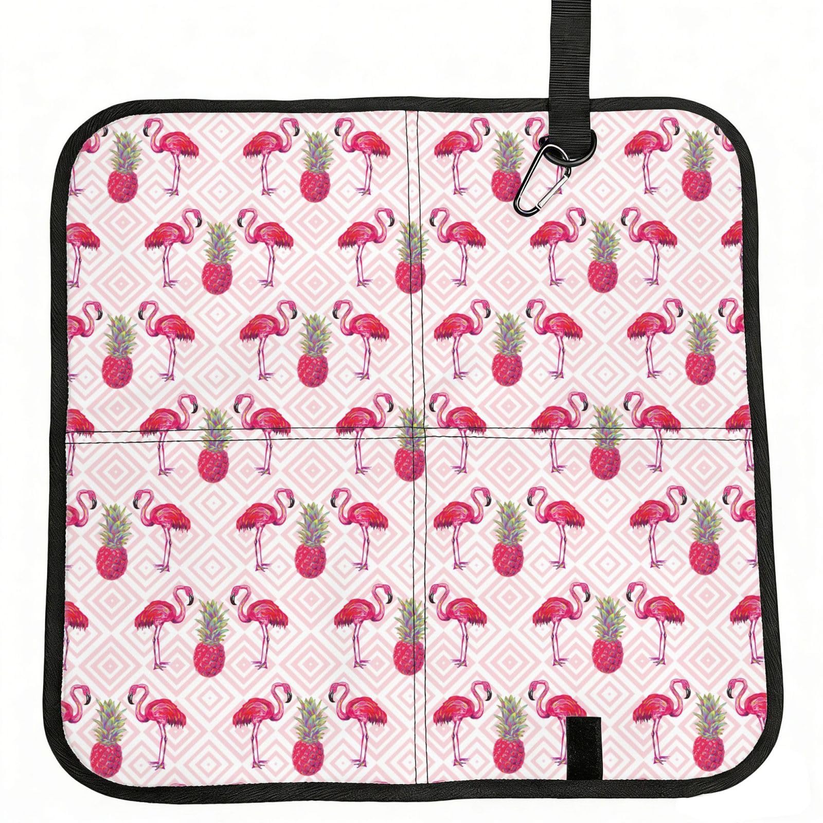 SDEGTHO Pink Flamingo Pineapple Printed Foldable Seat Pad with Closure, Lightweight Cushion for Airplane Travel Camping
