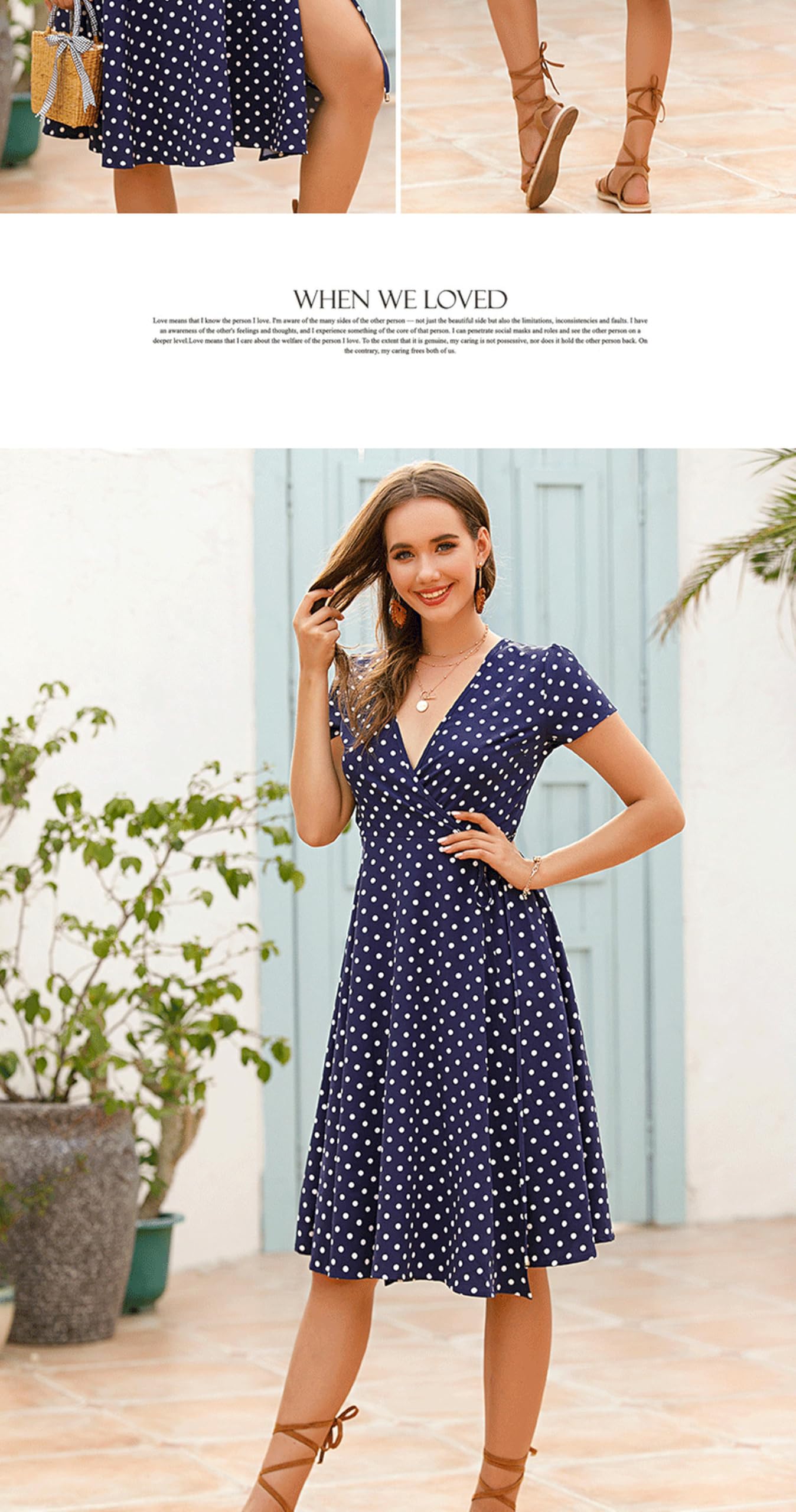 Vestidos Mujer Vestido de Primavera para Mujer Manga Corta Cruz Wrap Casual Midi Sol Vestidos YYEFNMAZ