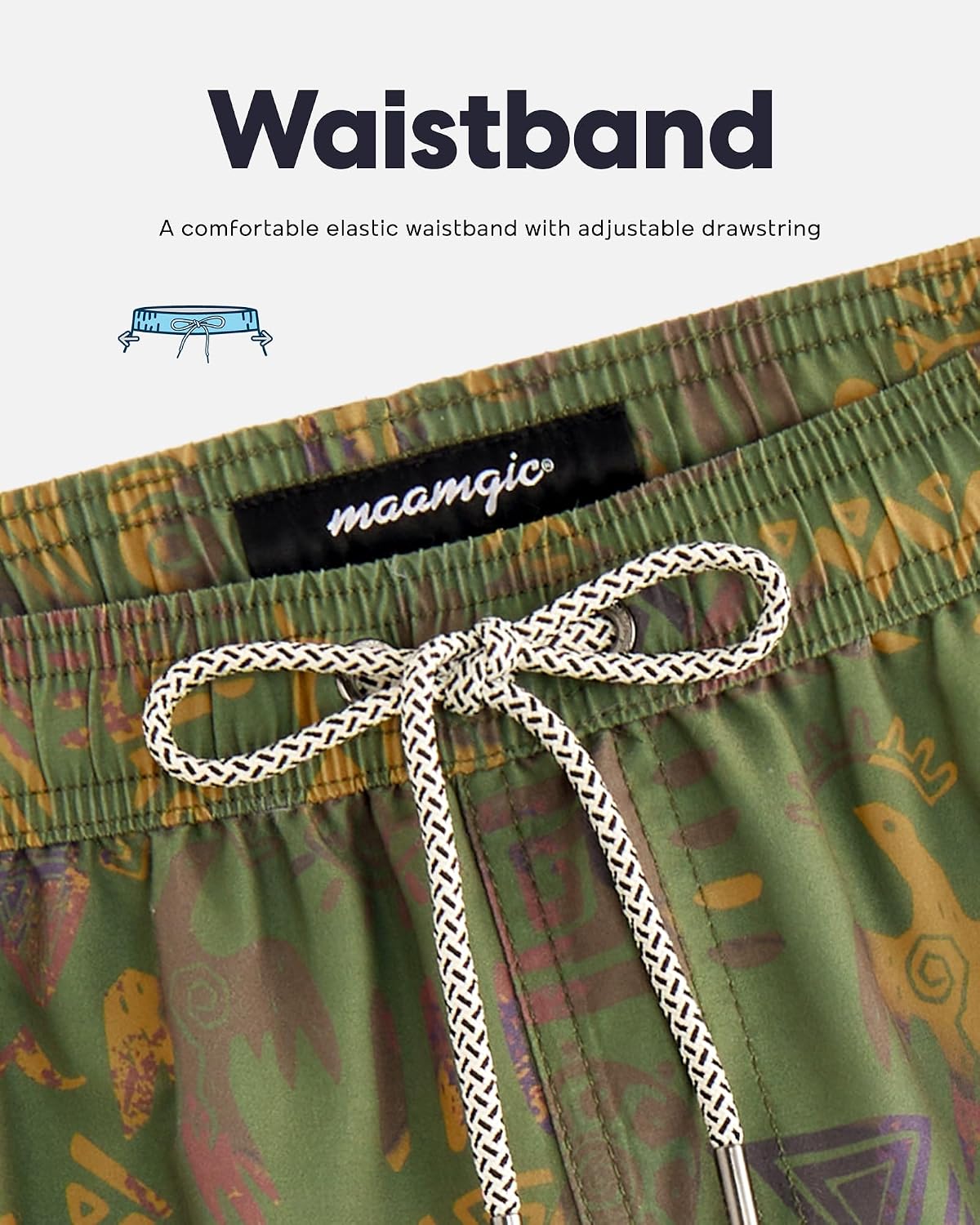 maamgic Mens Swim Trunks Quick Dry Swim Shorts with Mesh Lining Funny Swimwear Bathing Suits 7inch