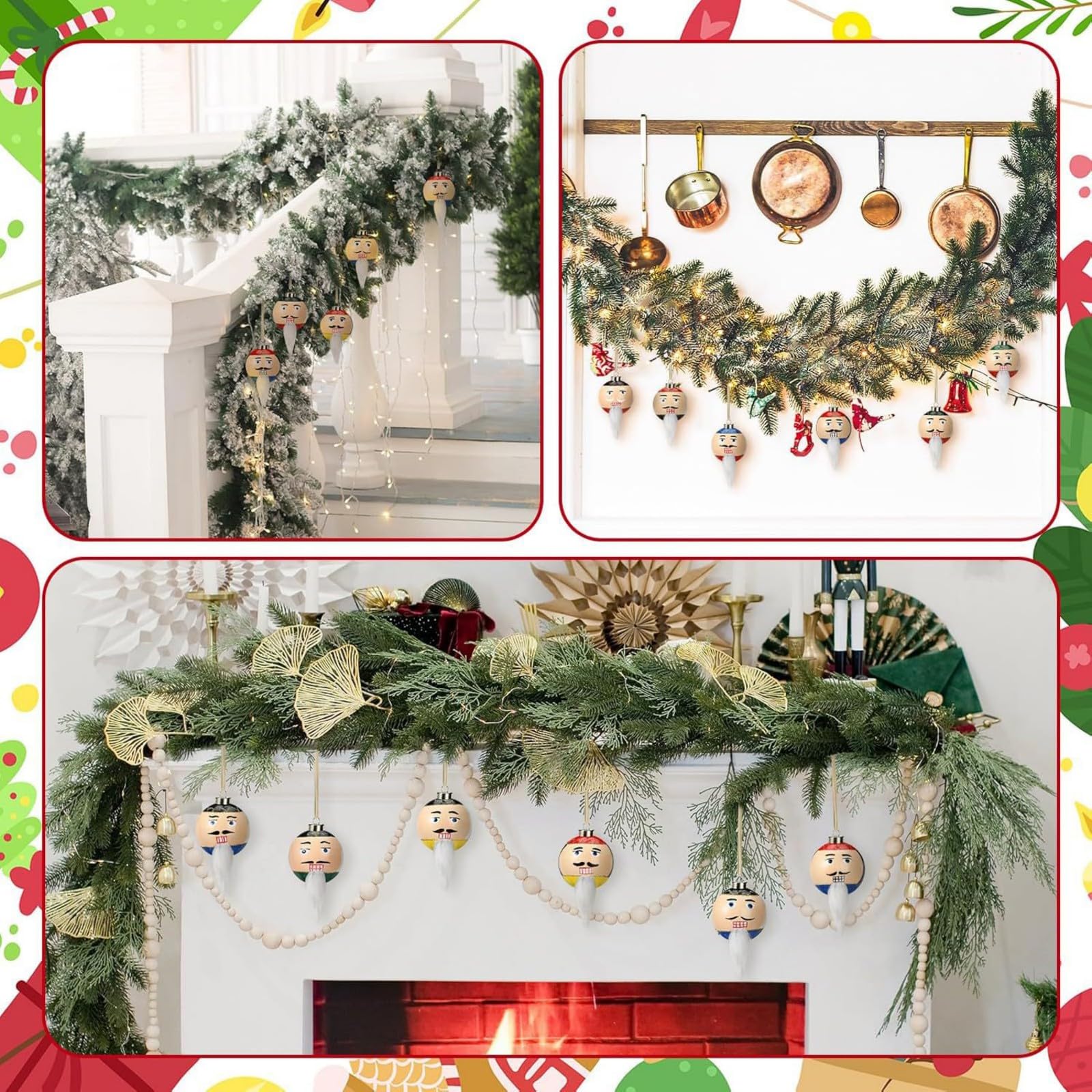12 bolas inastillables para colgar en el árbol de Navidad, decoración para mantel, escalera, ventana, puerta, decoración irrompible