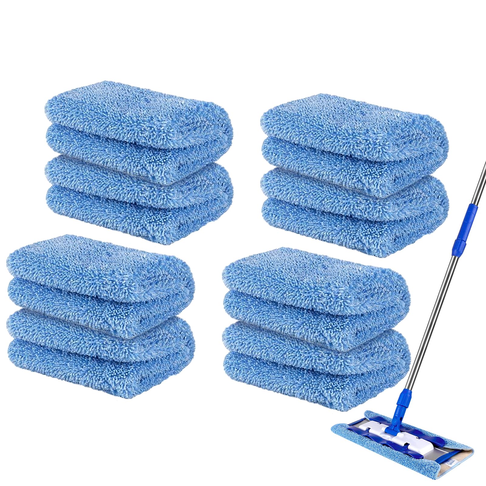 Panno di ricambio per mocio in microfibra, per mocio SIGA da 40,6 cm, in microfibra, per la pulizia dei pavimenti, riutilizzabile, lavabile, confezione da 8