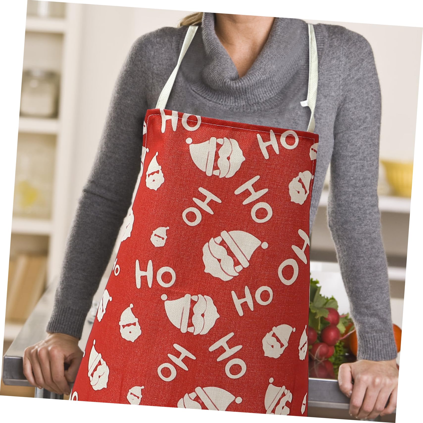 LABRIMP 4piezas Delantal Navideño Para Cocina Estampado Navideño Adorable Para Disfraces De Cocina y Fiestas Navideñas