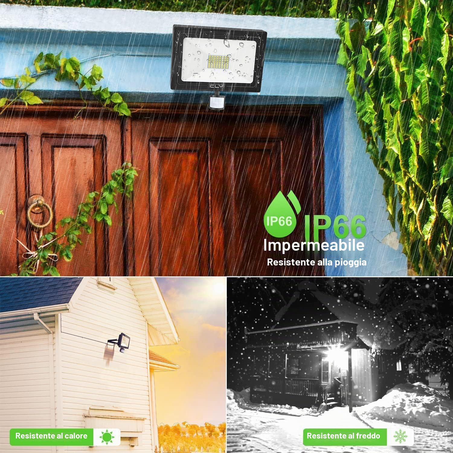 CLY Faretto Led da Esterno con Sensore di Movimento 50W, 4700LM Faro Led Esterno 6500K Faretti da Esterno Bianca Fredda Luce Led con sensore IP66 Impermeabile per Garage Giardino Cortile