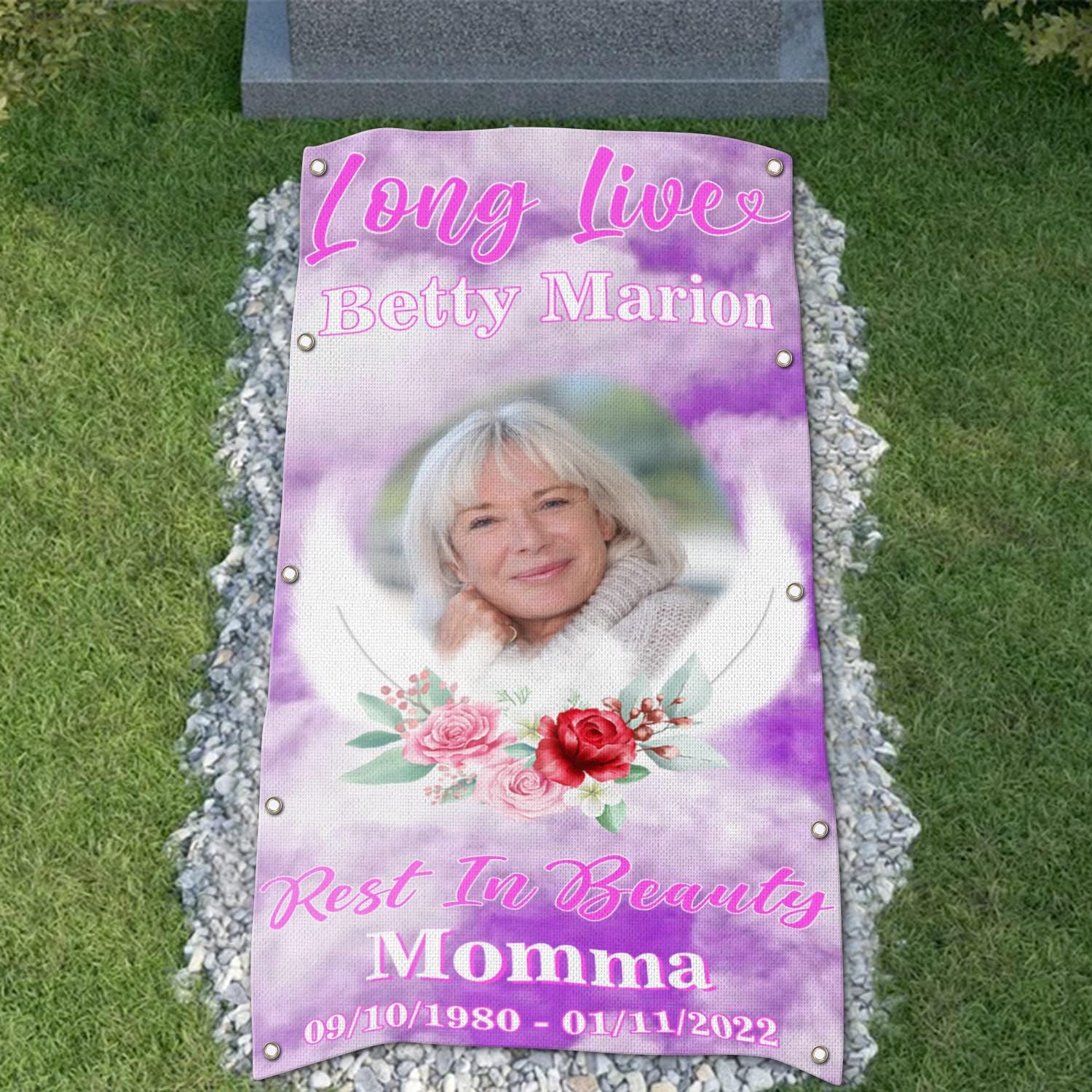 44memory Custom Memorial Grave Blanket Photo Name, Custom