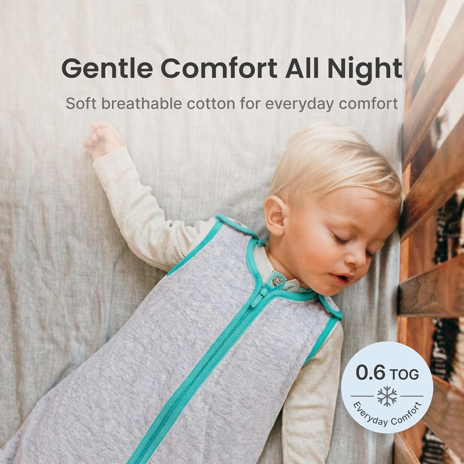 Baby Deedee Sleep Nest Lite - Baby Sleep Sack 0.6 TOG 0-6 Months, Sleeping Bag with Soft Cotton & Patented Shoulder Snaps, Newborn Wearable Blanket for Boys & Girls, Heather Blue