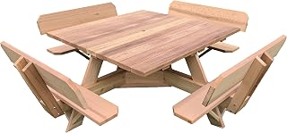 Western Red Cedar 56" Square Top Picnic Table w/Easy Seating and Backs