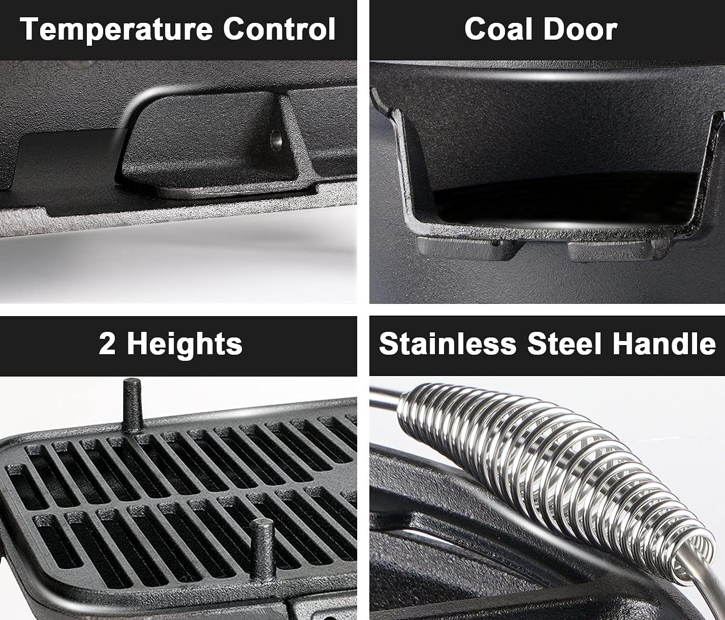 IronMaster Griglia Barbecue Carbonella in Ghisa Pre-stagionato, per Barbecue a Legna da Campeggio e da Giardino Tavolo, Superficie della griglia di Cottura 42 x 26cm per 4-6 Persone IronMaster Griglia Barbecue Carbonella in Ghisa Pre-stagionato, per Barbecue a Legna da Campeggio e da Giardino Tavolo, Superficie della griglia di Cottura 42 x 26cm per 4-6 Persone