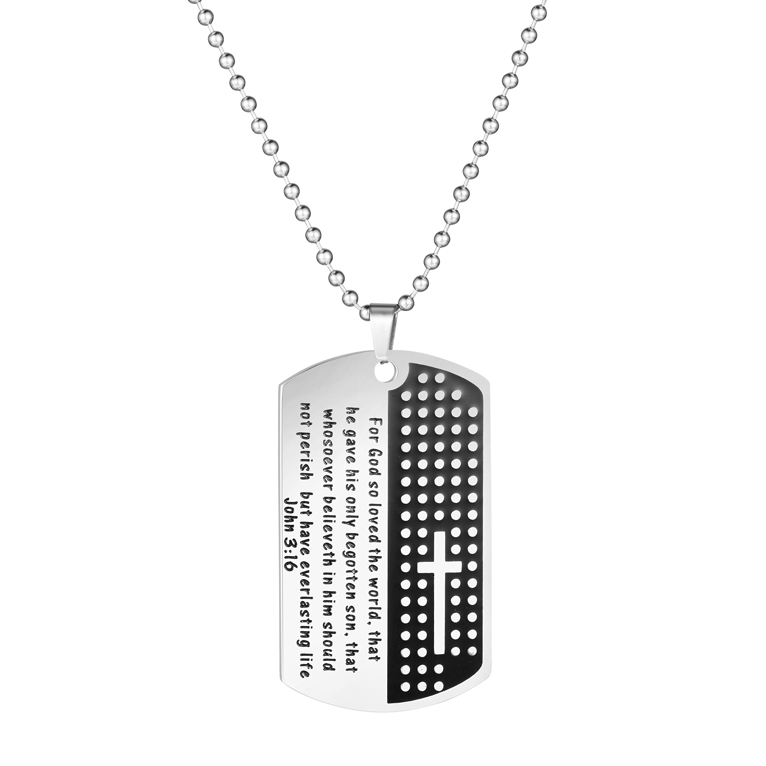 Memgift 𝐑𝐞𝐥𝐢𝐠𝐢𝐨𝐮𝐬 𝐍𝐞𝐜𝐤𝐥𝐚𝐜𝐞𝐬 Personalized Bible Verse Dog Tag Cross Christian Gift Jewelry for 𝐌𝐞𝐧