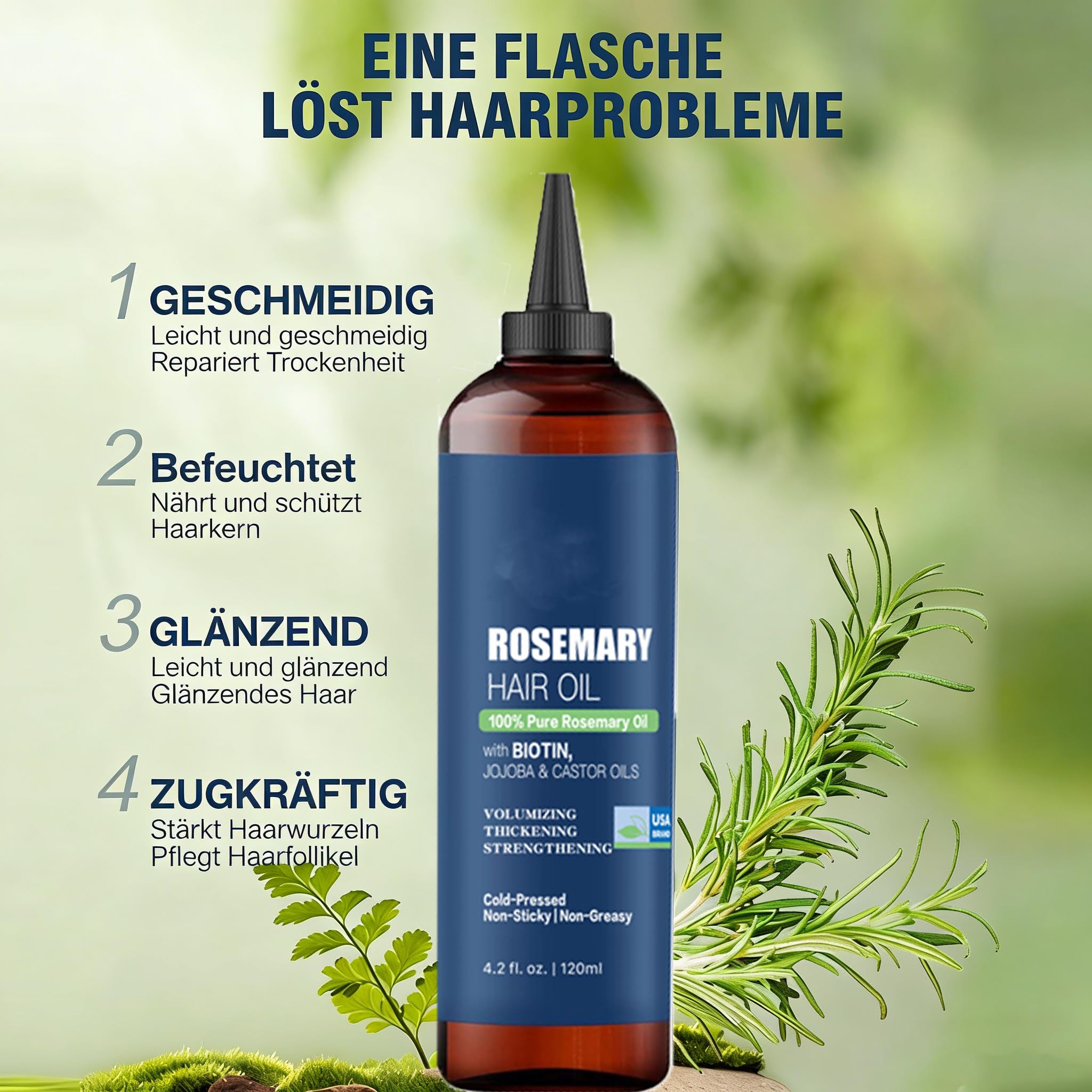 Cold Hug Calm Roots Rosmarin Haaröl 120 ml - Haarwachstum fördern, stärkende Pflege mit Biotin, Jojoba- & Rizinusöl, nährend, volumengebend, Non-GMO