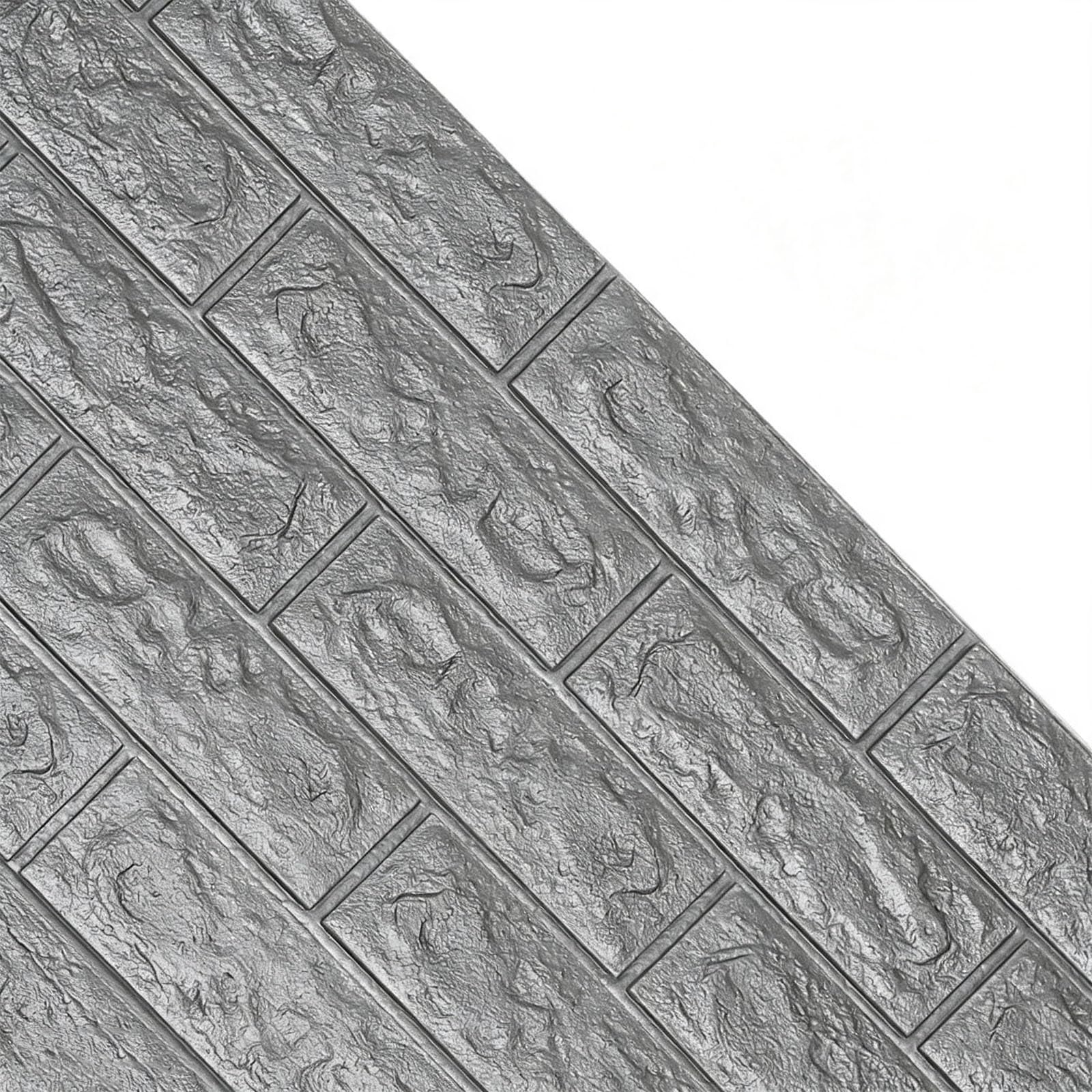 Revestimiento decorativo de pared con efecto piedra, panel para dormitorio | Paneles autoadhesivos de espuma de polietileno (PE) para paredes, salas de estar, fondos de TV y techos(Gray)