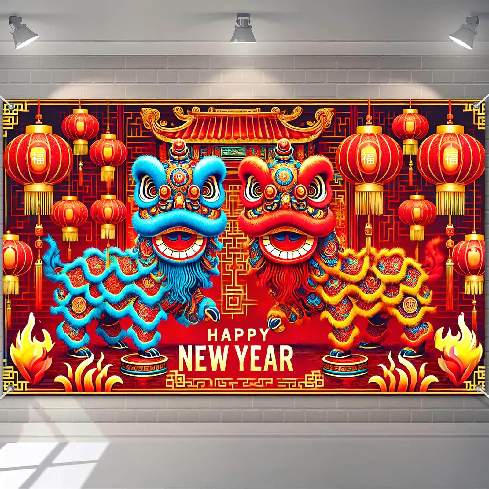 Chinese New Year Lion Dance Backdrop